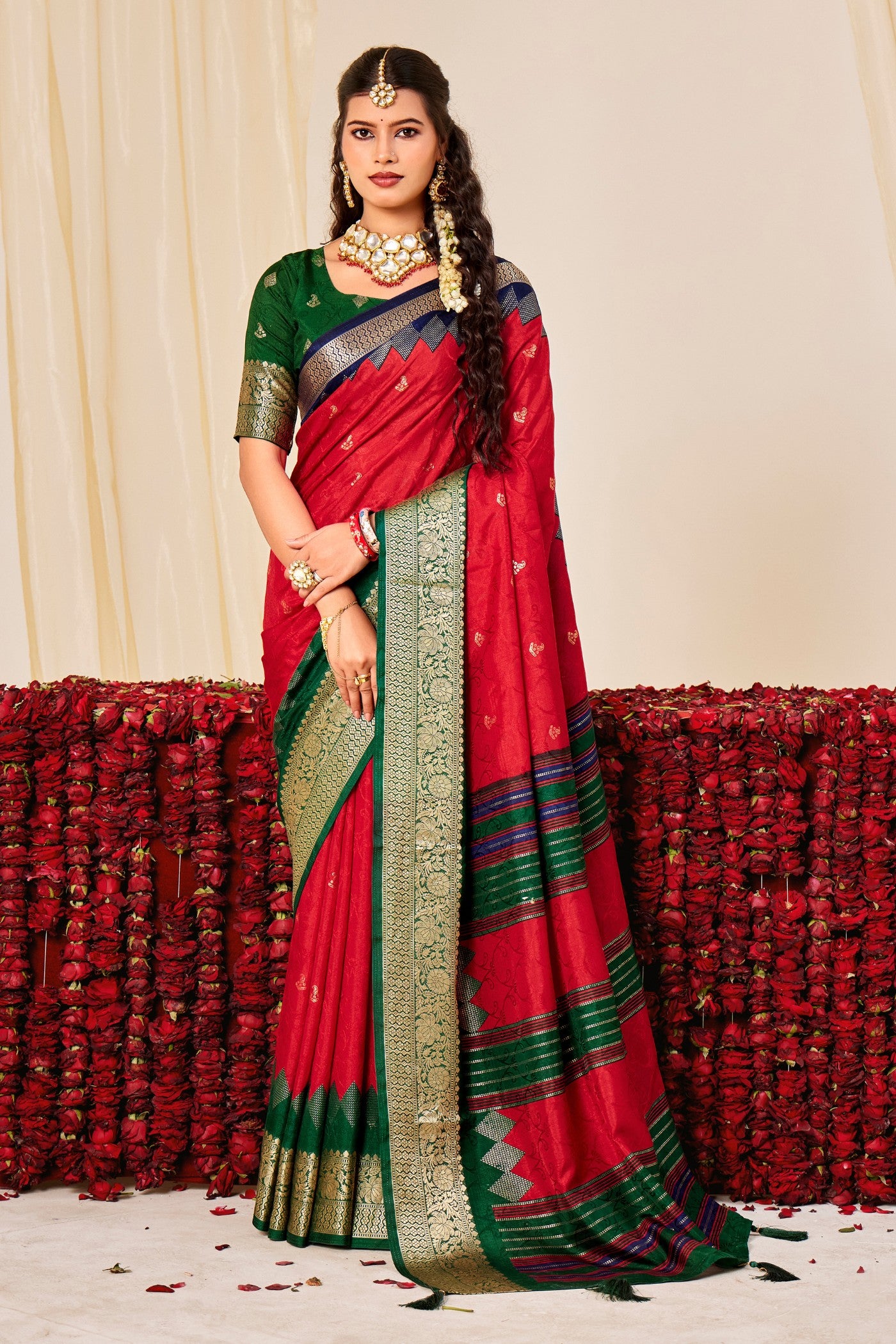 Buy MySilkLove Chilly Red Tussar Printed Silk Saree Online