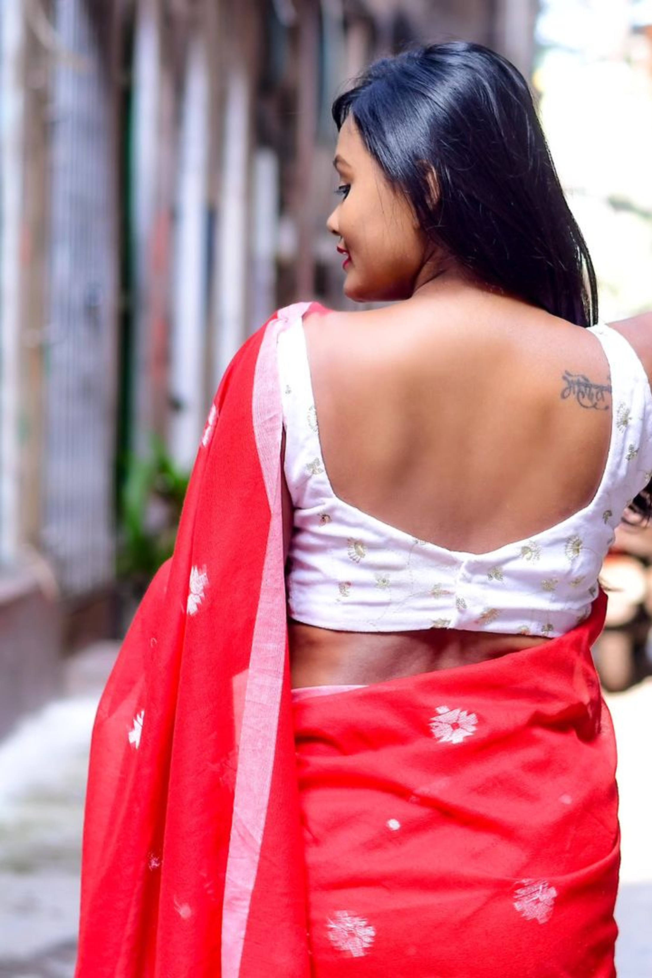 Buy MySilkLove Rose Red Cotton Tangail Saree Online