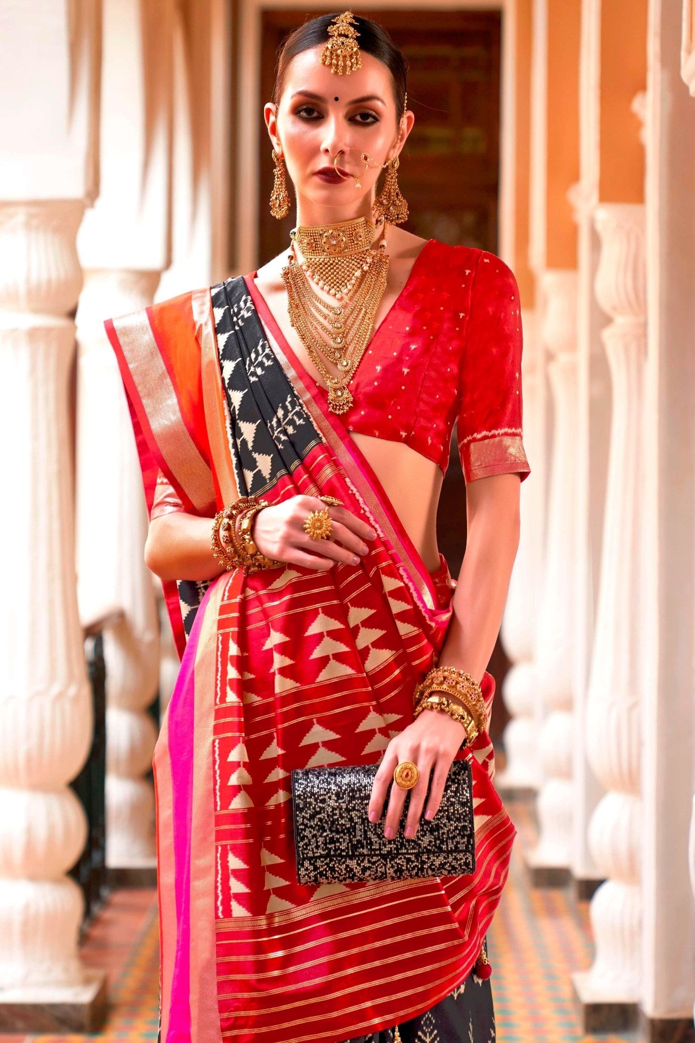 Buy MySilkLove Carbon Black Printed Patola Saree Online