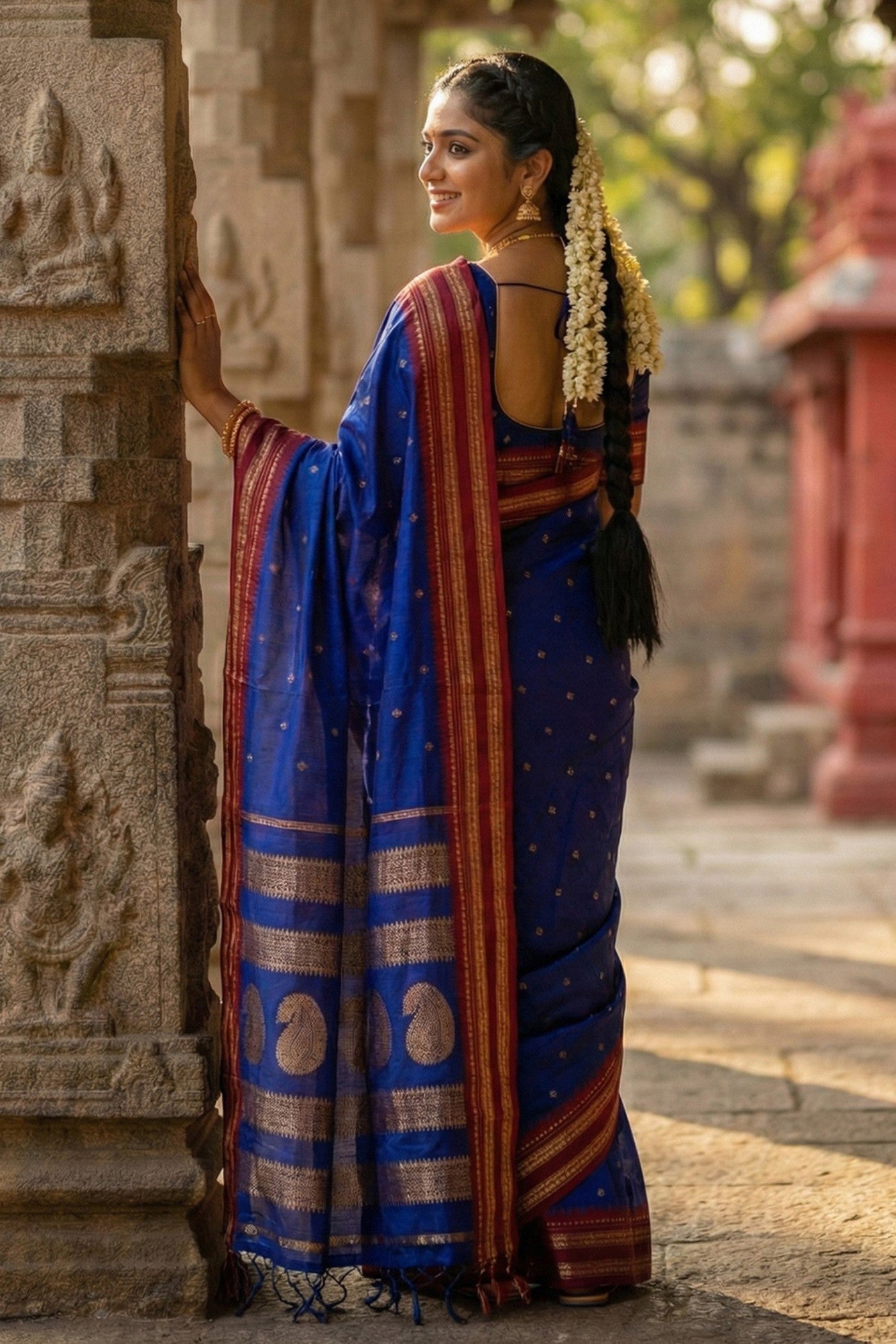 Buy MySilkLove Azure Blue Banarasi Woven Soft Silk Saree Online