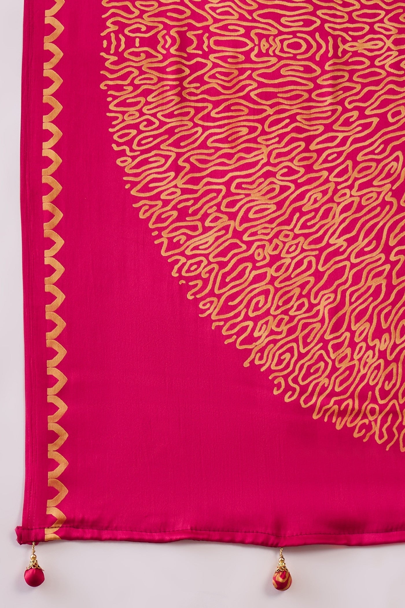 Buy MySilkLove Magenta Pink Printed Satin Gaji Silk Saree Online