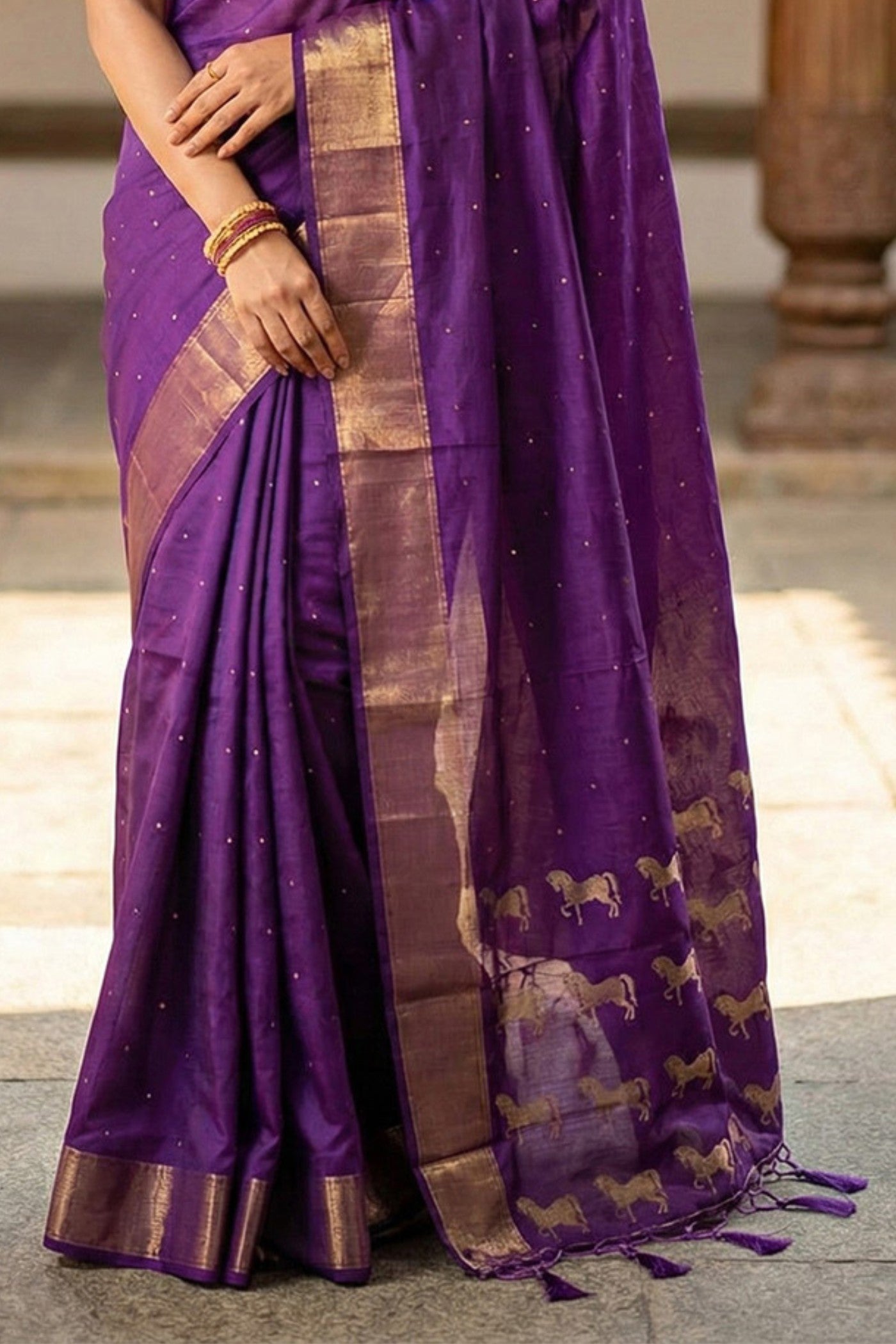 Buy MySilkLove Berry Purple Banarasi Woven Soft Silk Saree Online