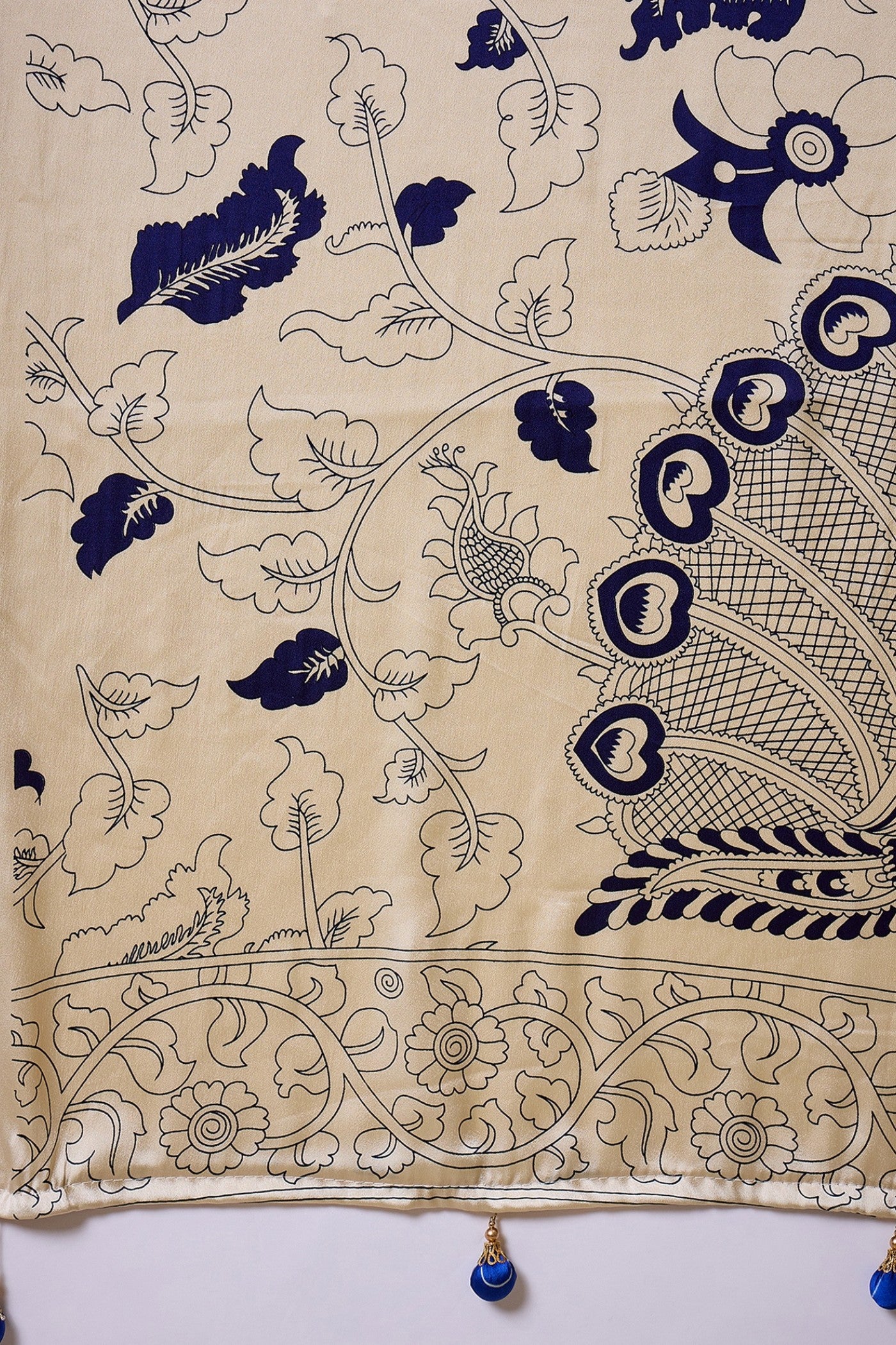 Buy MySilkLove Air Blue Ajrakh Printed Satin Crepe Silk Saree Online