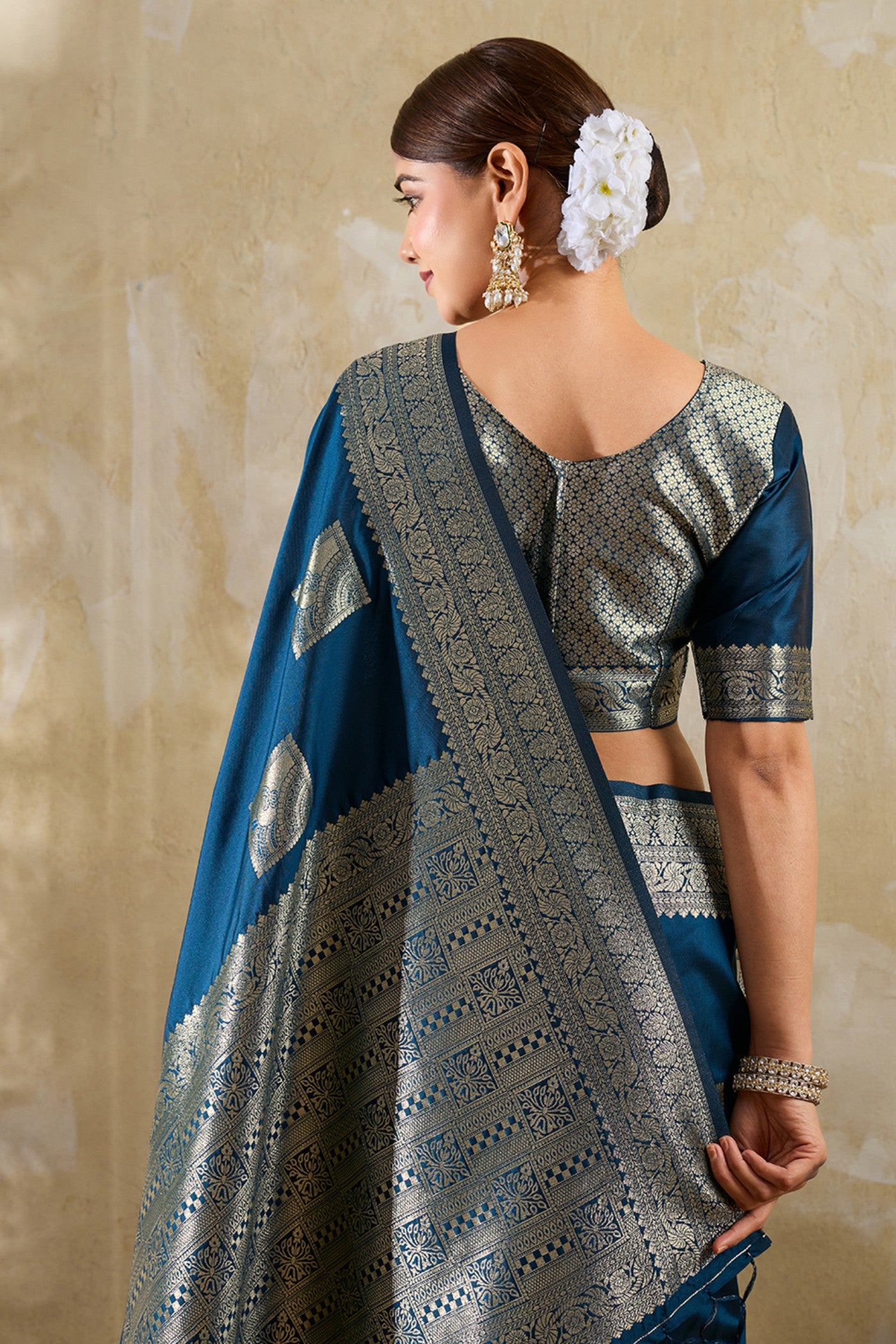 Buy MySilkLove Tiffany Blue Woven Banarasi Soft Silk Saree Online