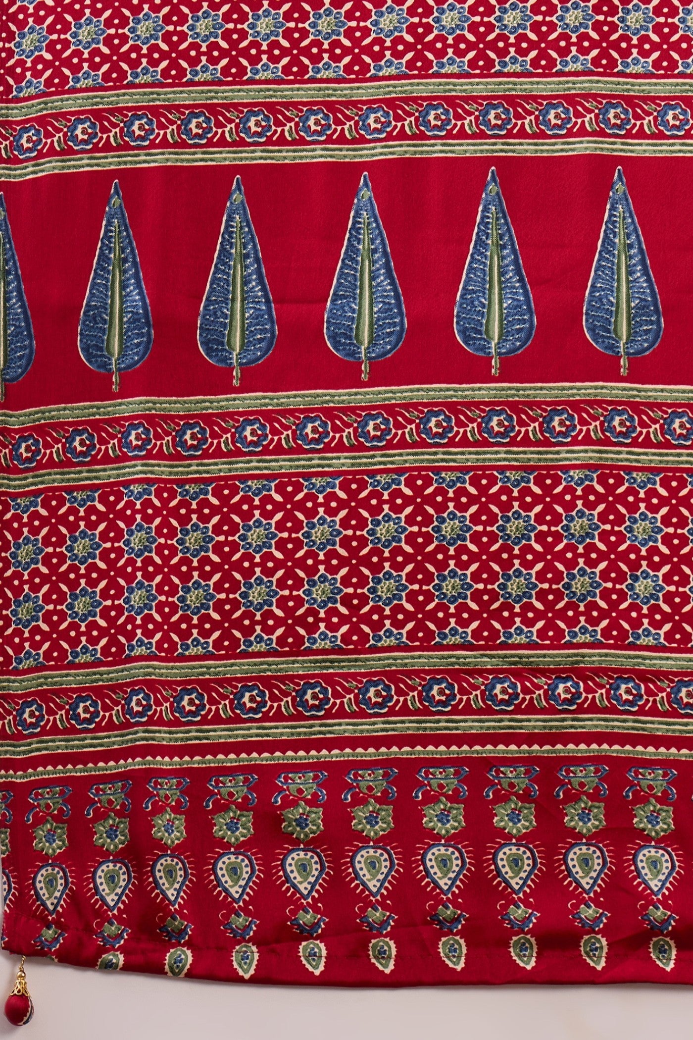 Buy MySilkLove Garnet Red Printed Satin Gaji Silk Saree Online