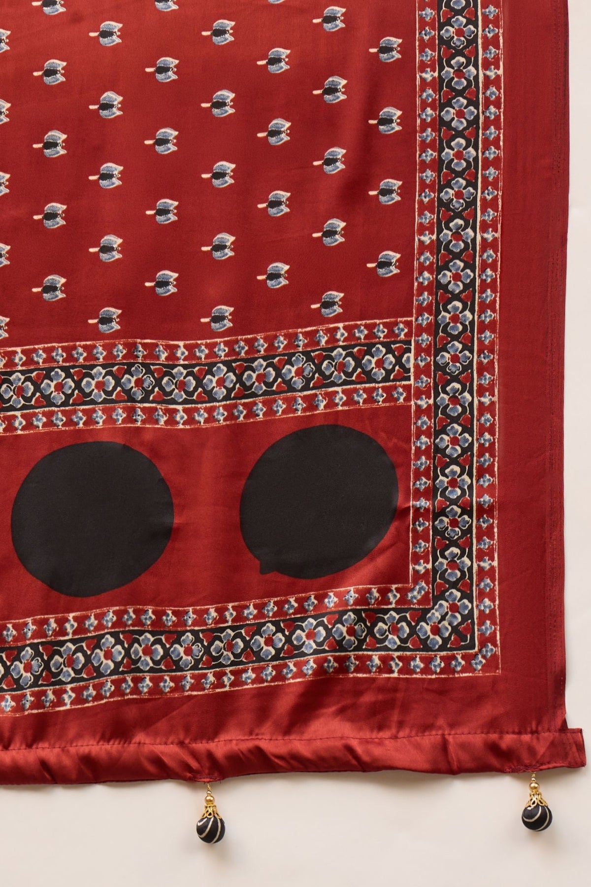 Buy MySilkLove Deep Maroon and Grey Modal Satin Printed Silk Saree Online