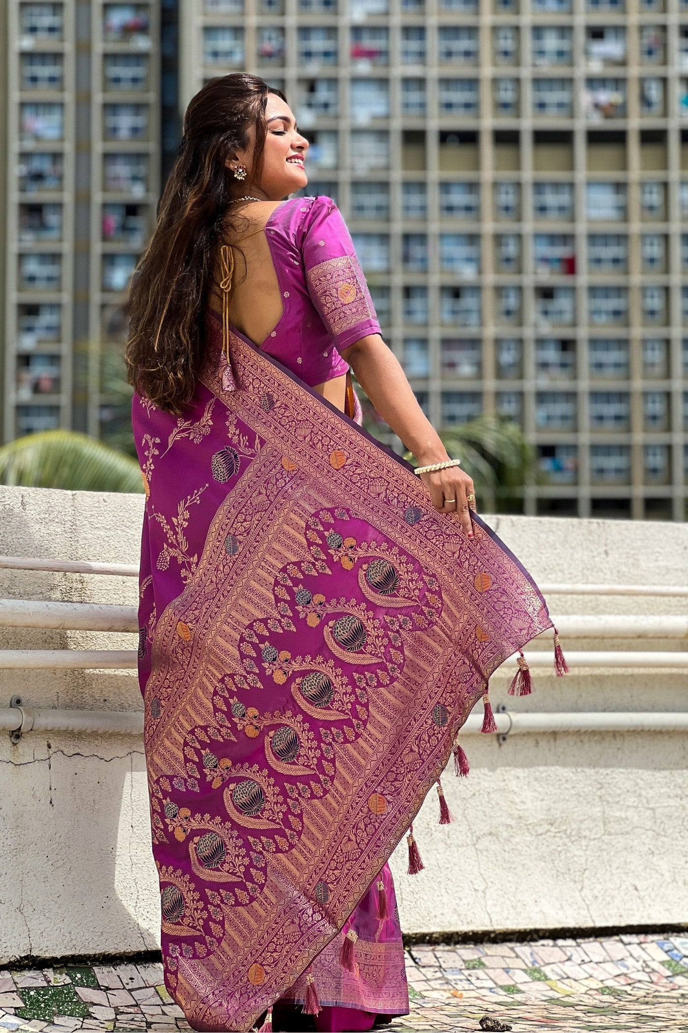 Buy MySilkLove Primary Purple Woven Banarasi Saree Online