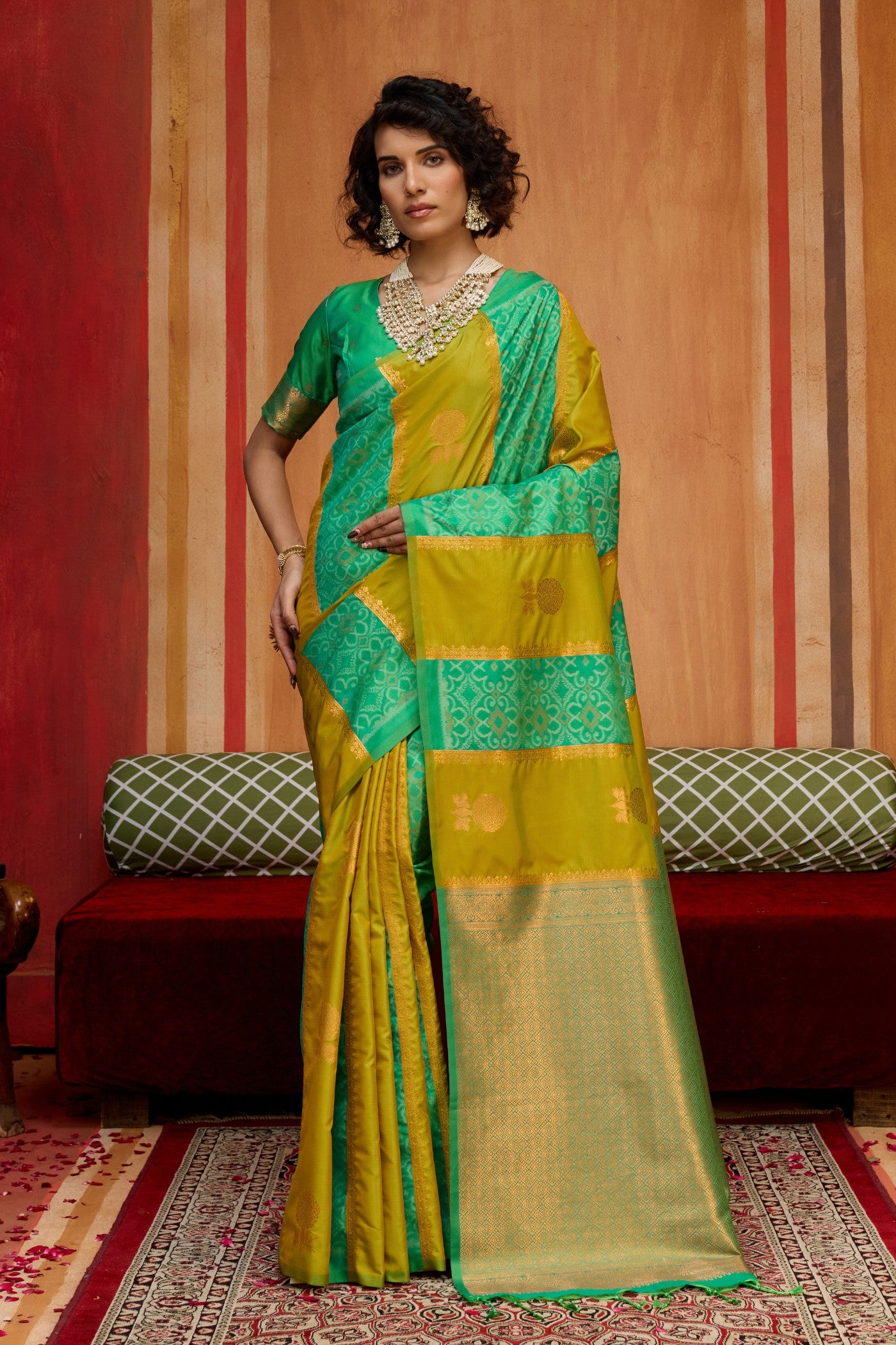 Buy MySilkLove Pesto Green Banarasi Handloom Patola Saree Online