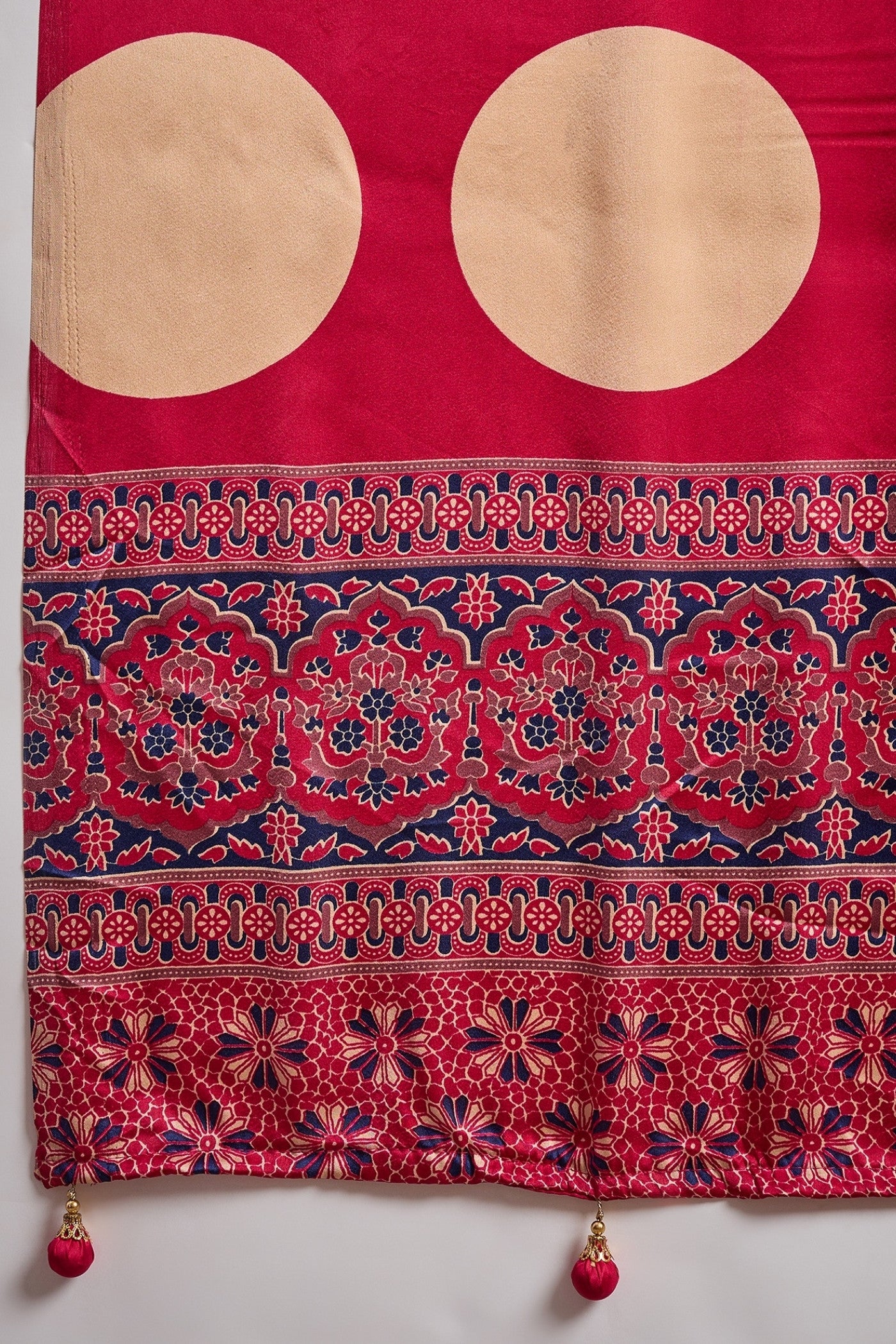 Buy MySilkLove Sapphire Blue Stripe Ajrakh Printed Satin Gaji Silk Saree Online