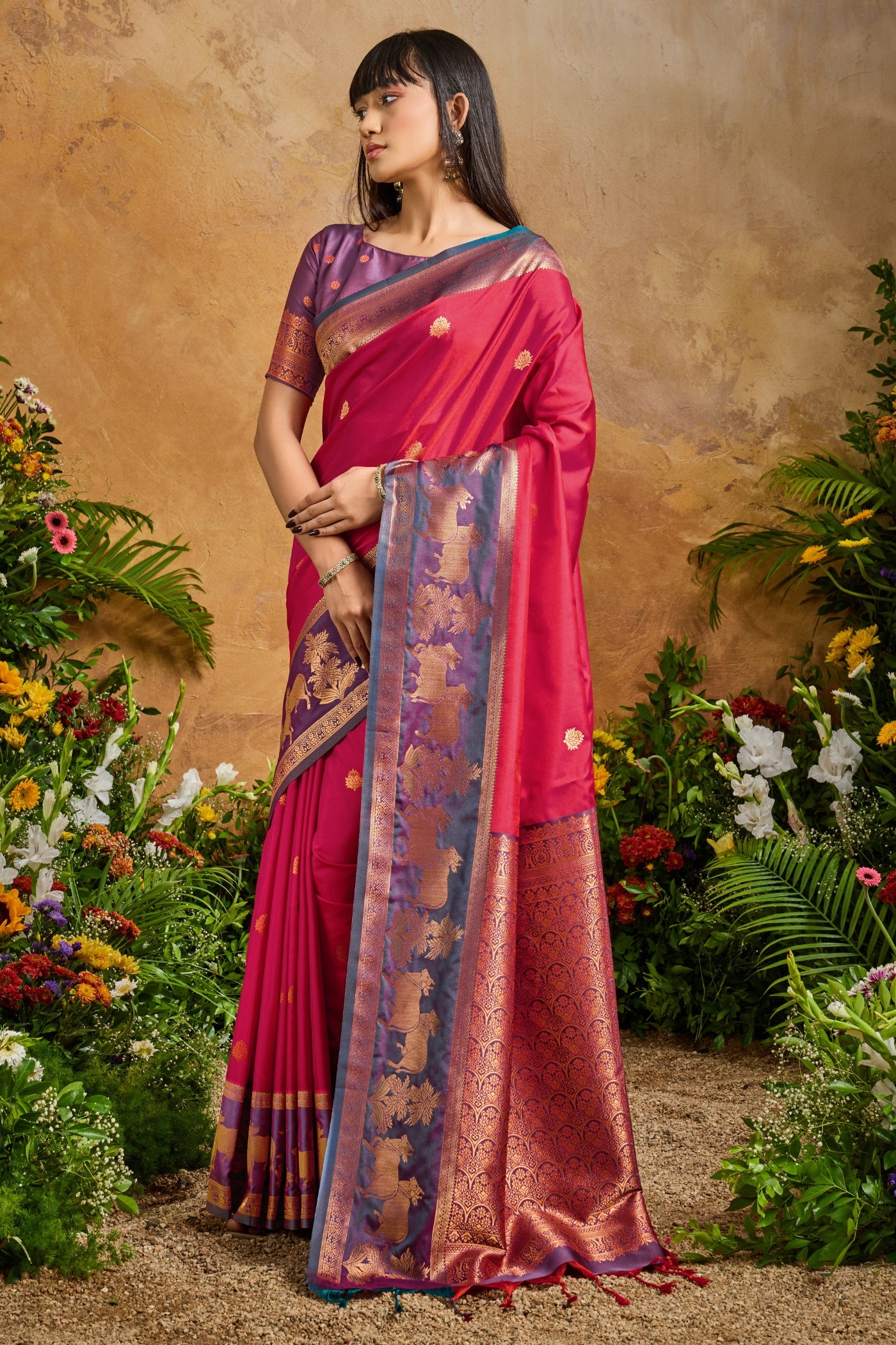 Buy MySilkLove Candy Red Banarasi Handloom Pichwai Saree Online