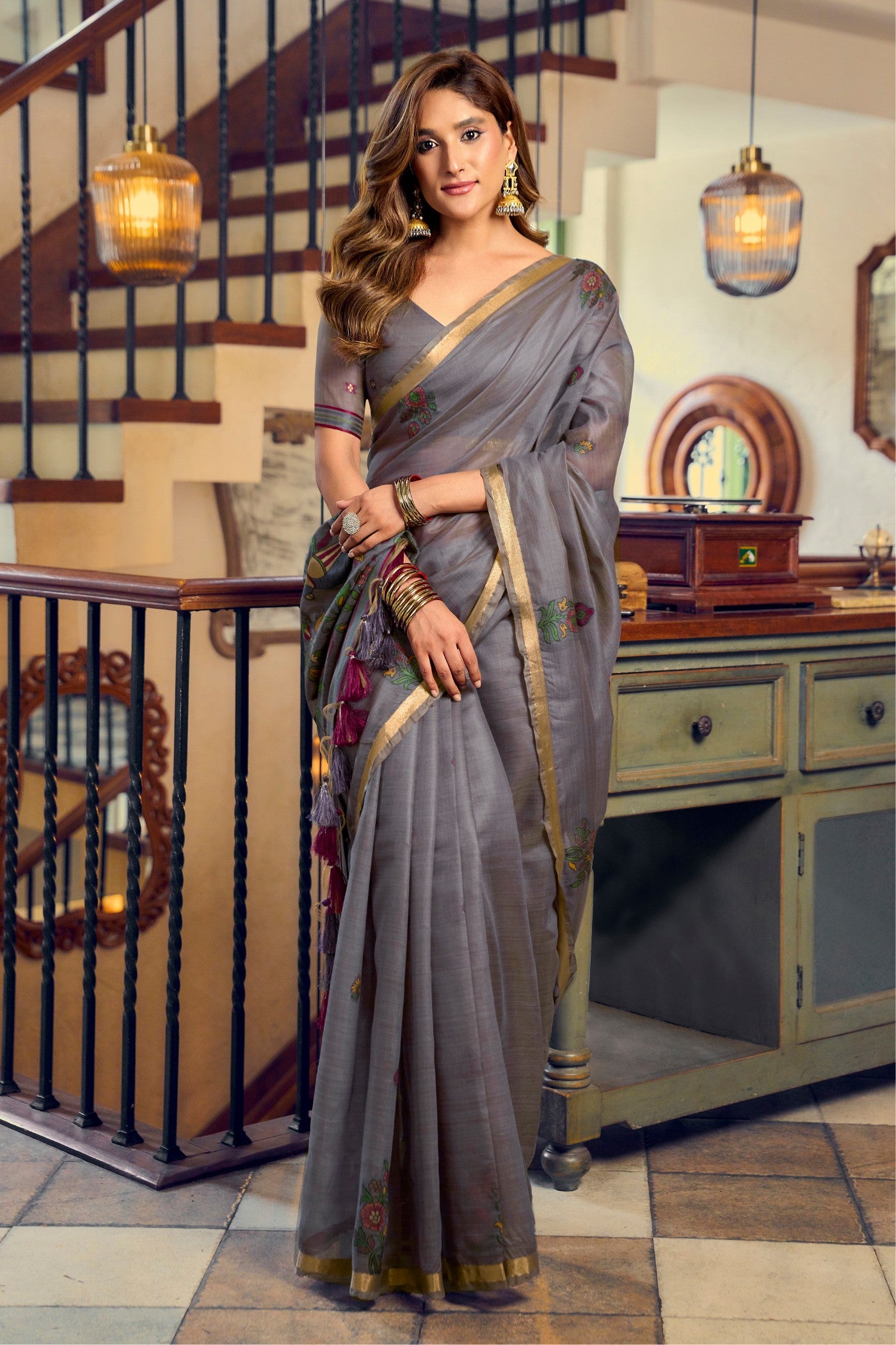 Buy MySilkLove French Grey Cotton Silk Saree Online