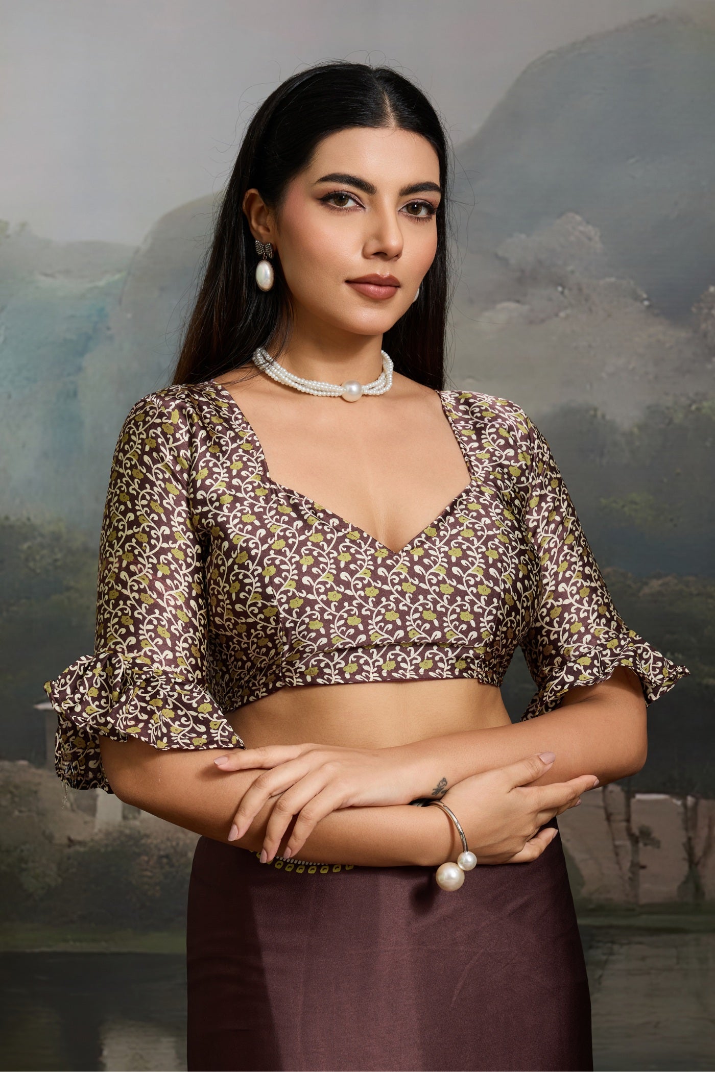 Buy MySilkLove Pecan Brown Ajrakh Modal Ajrakh Printed Silk Saree Online