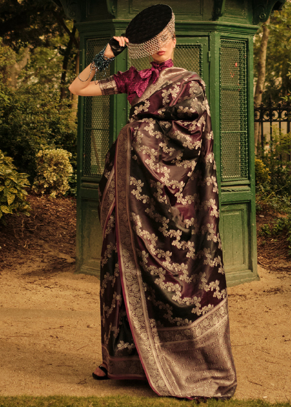 Buy MySilkLove Nero Maroon Banarasi Handloom Rangkat Weaving Saree Online