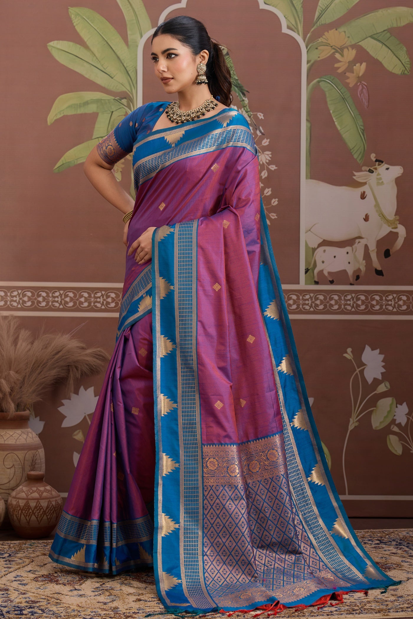 Buy MySilkLove Violet Purple Handloom Tussar Silk Saree Online