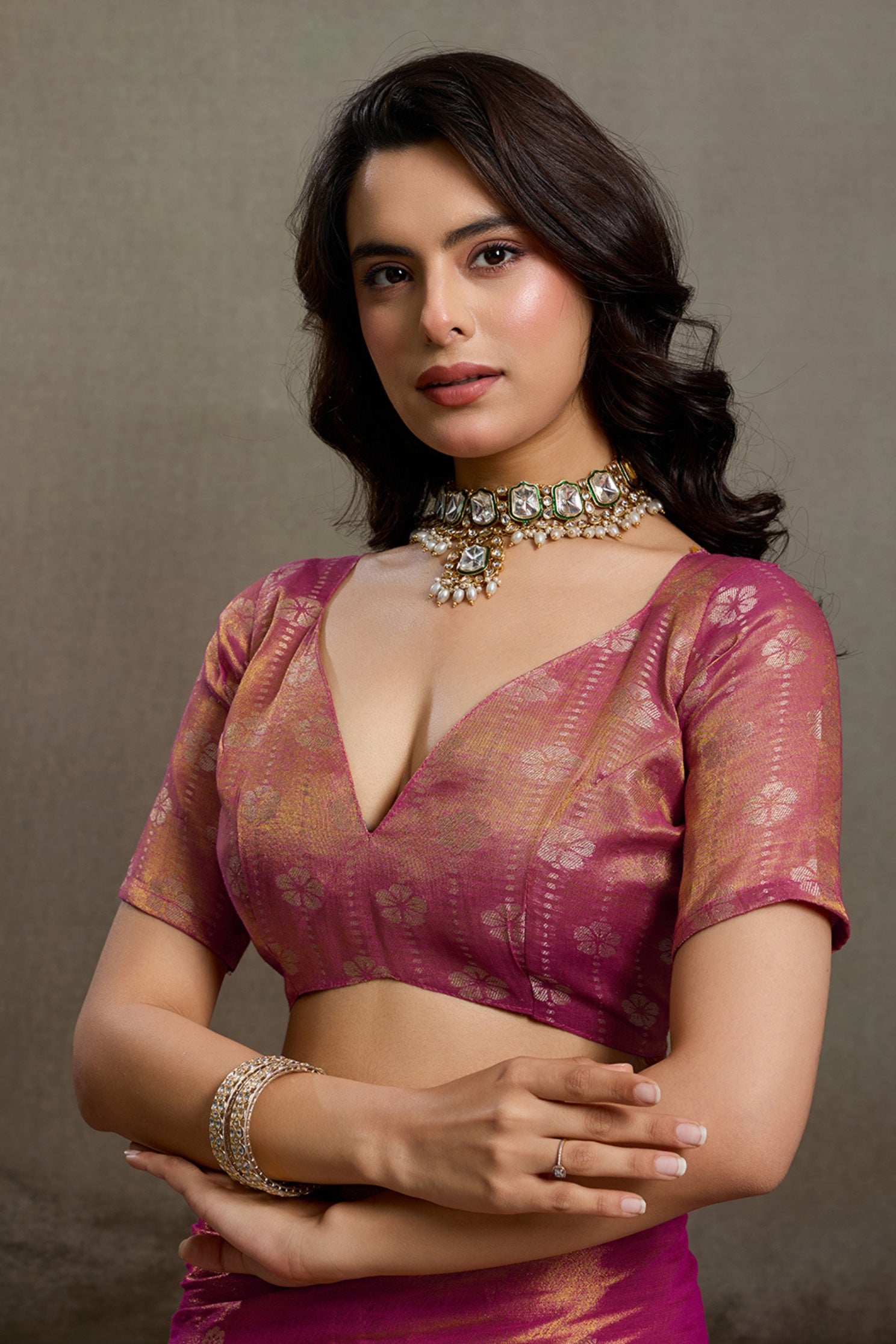 Buy MySilkLove Blush Pink Woven Tissue Saree Online