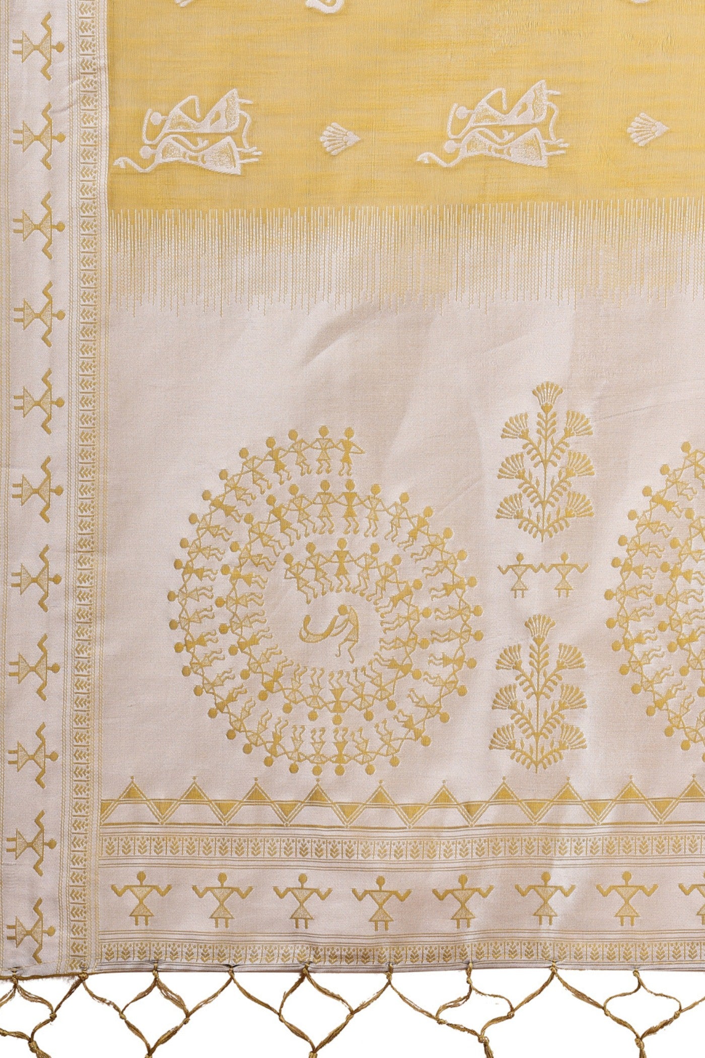 Buy MySilkLove Honey Yellow Woven Linen Cotton Saree Online