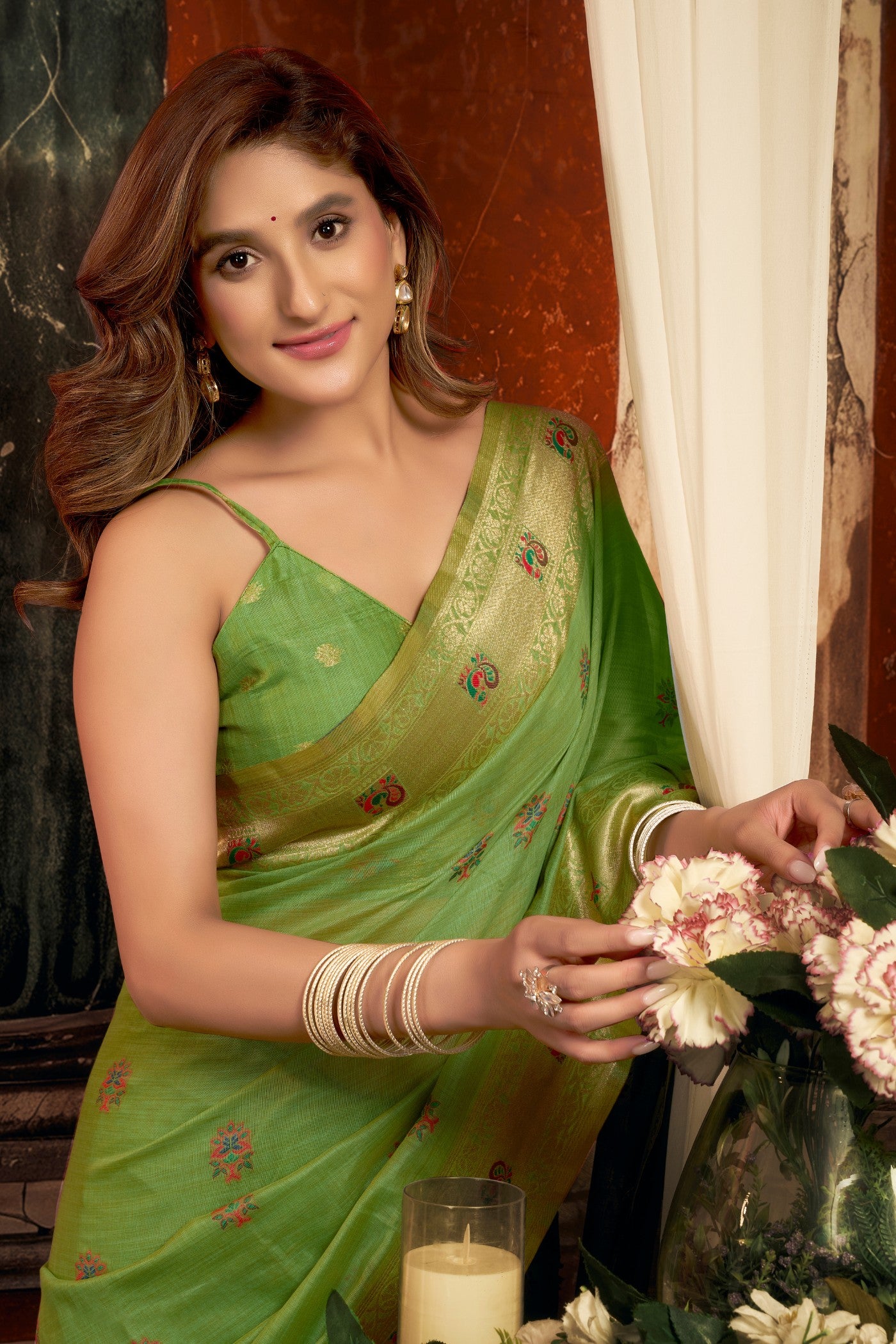 Buy MySilkLove Celadon Green Zari Woven Paithani Saree Online