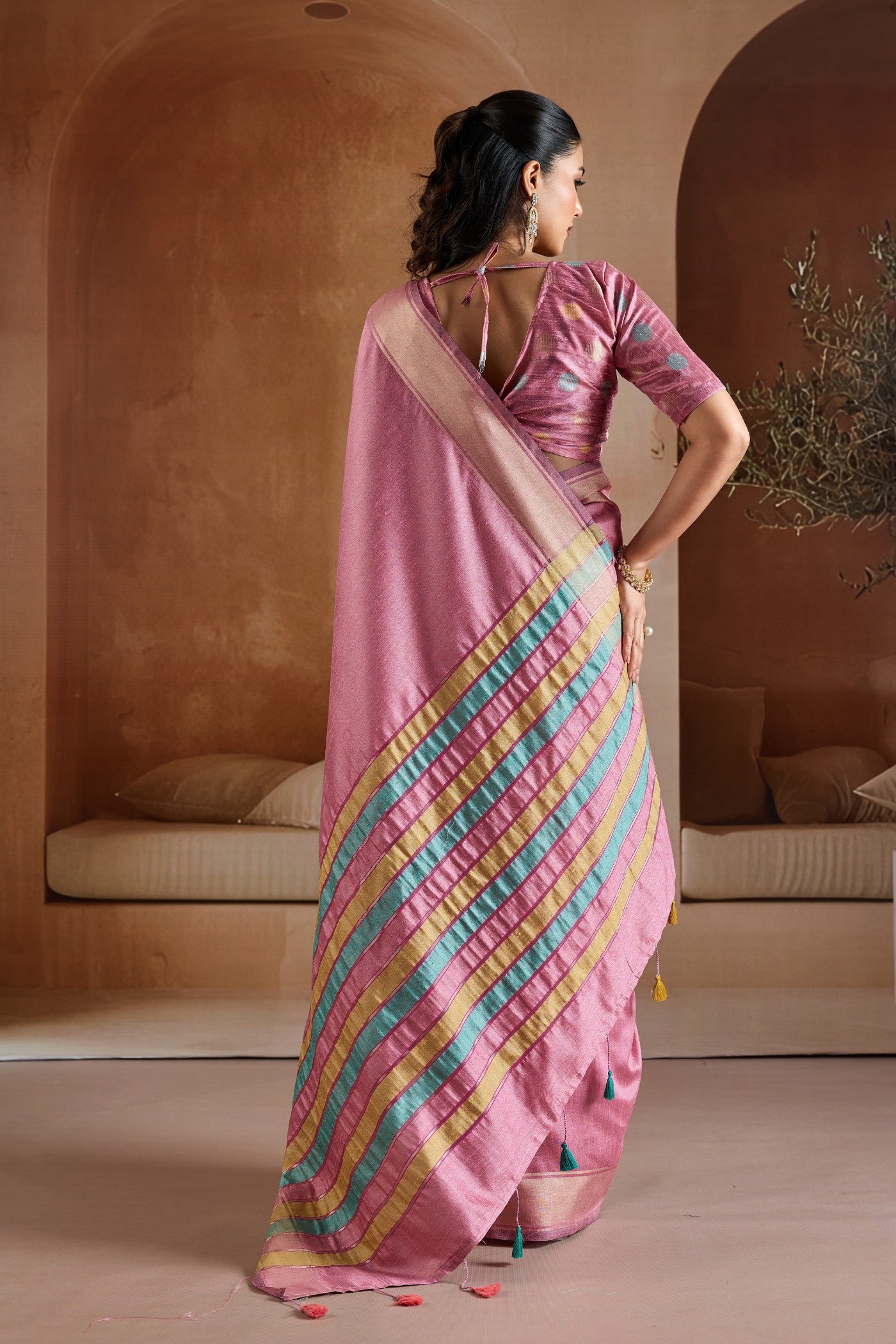 Buy MySilkLove Blossom Pink Handloom Bhagalpuri Saree Online
