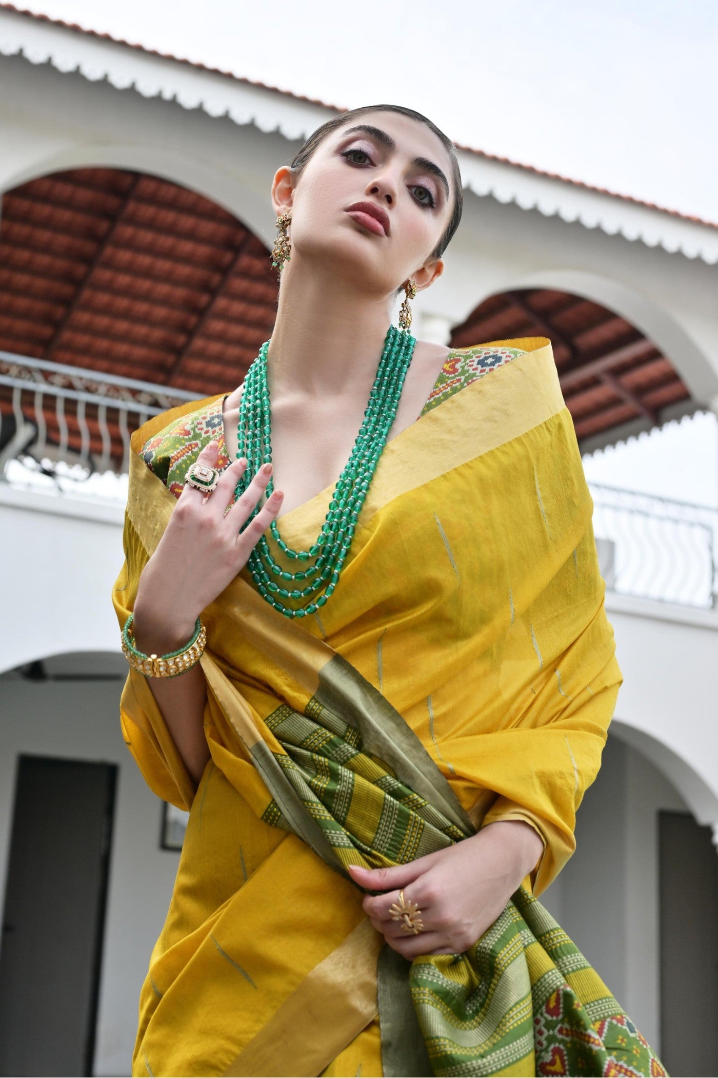 MySilkLove Mellow Yellow Meenakari Woven Patola Saree