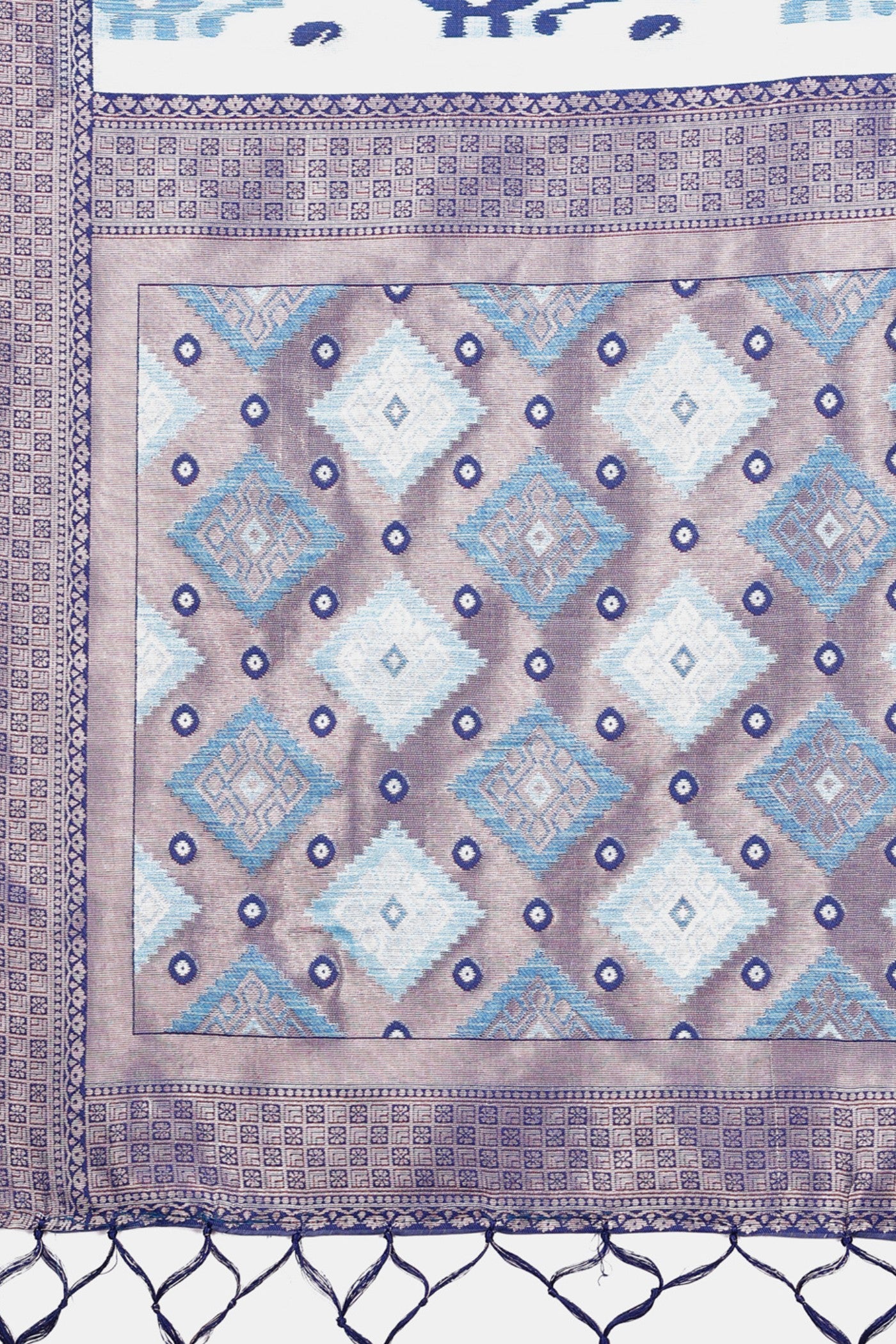 Buy MySilkLove Cerulean Blue Woven Linen Cotton Saree Online