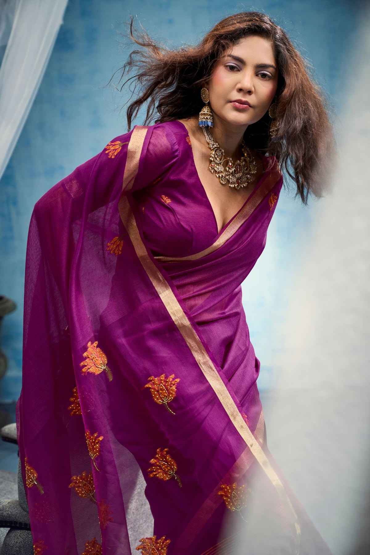 Buy MySilkLove Plum Purple Munga Handloom Cotton Saree Online