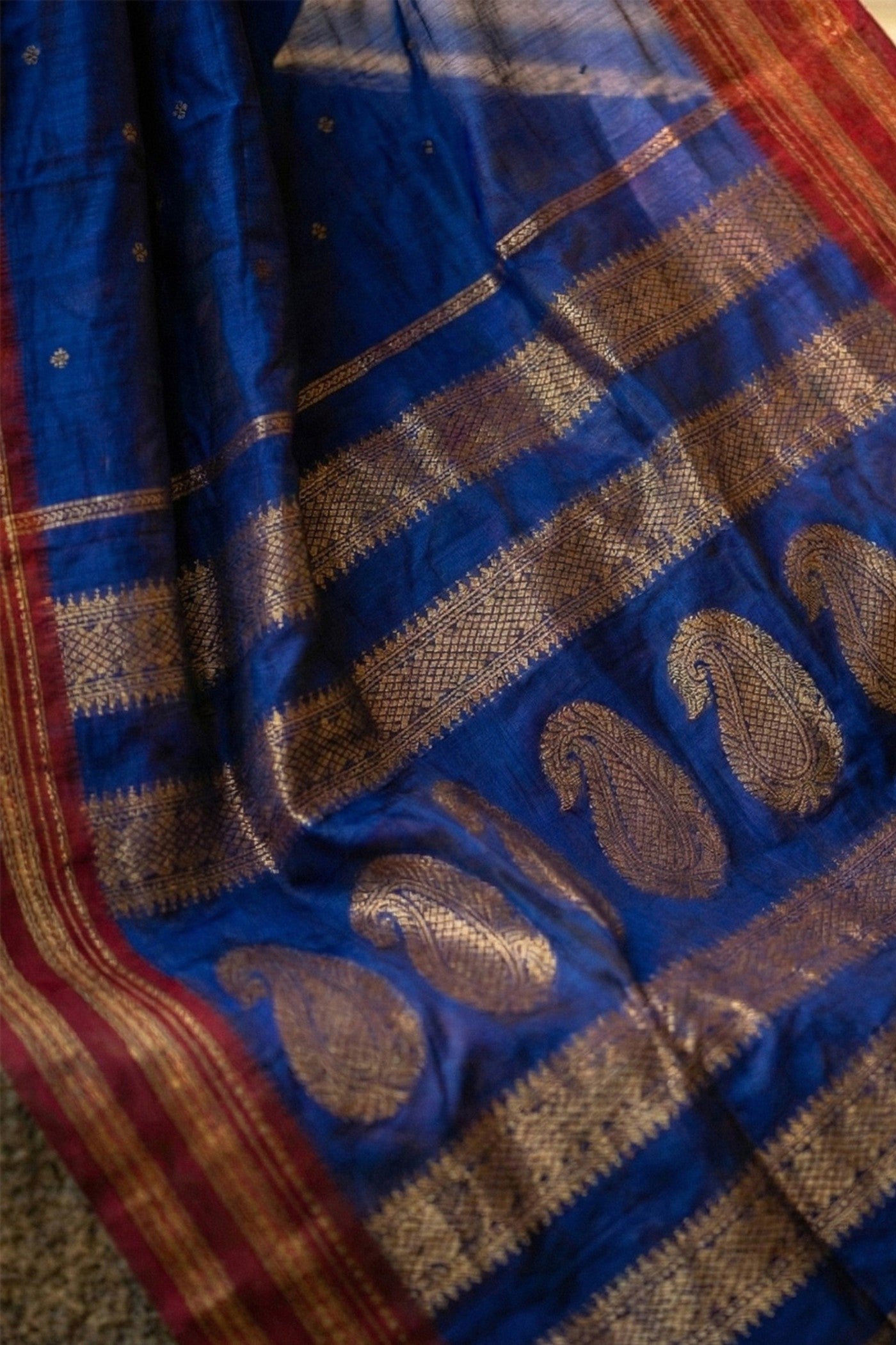 Buy MySilkLove Azure Blue Banarasi Woven Soft Silk Saree Online