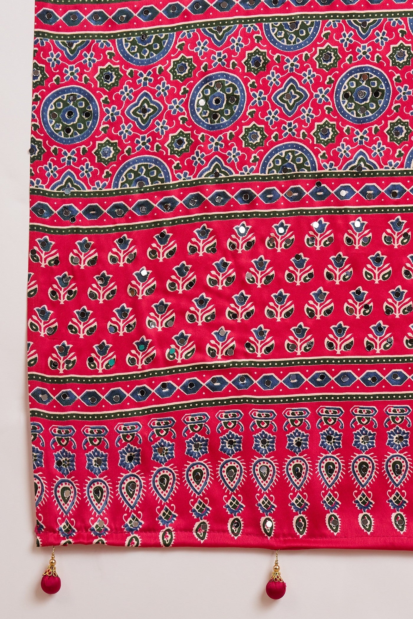 Buy MySilkLove Barn Red Modal Ajrakh Satin Printed Silk Saree Online