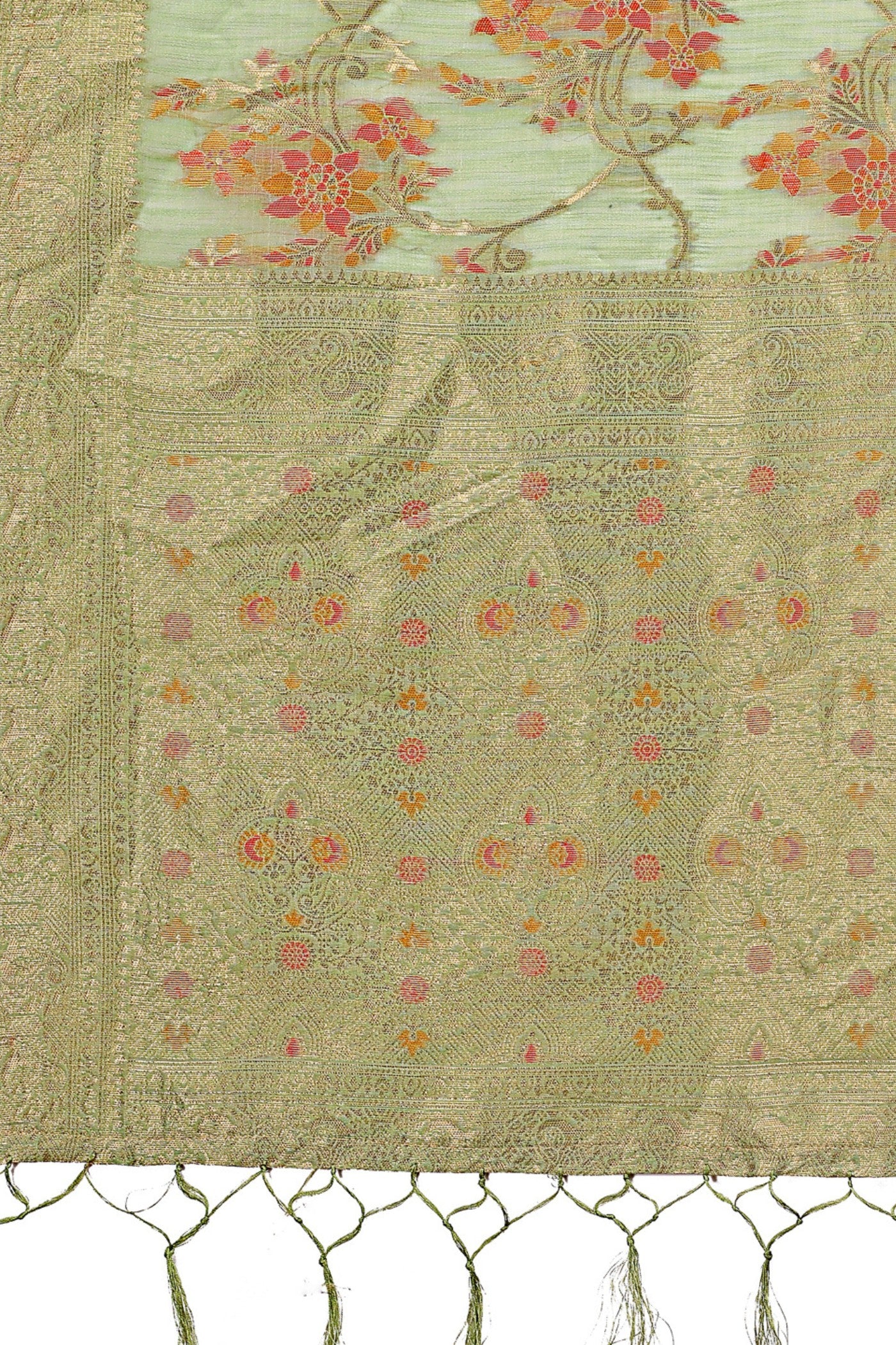 Buy MySilkLove Olivine Light Green Linen Cotton Saree Online