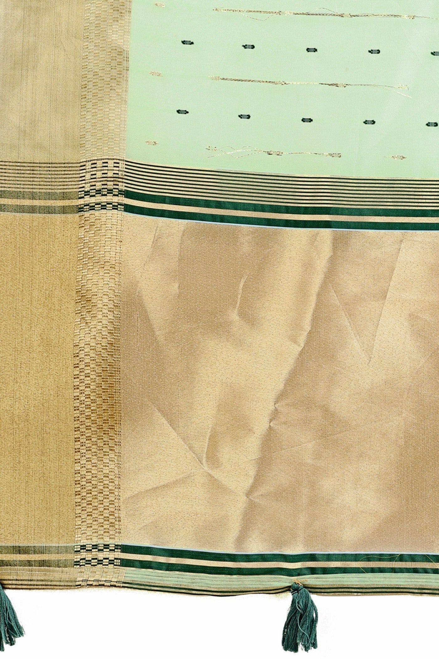 Buy MySilkLove Tea Green Woven Organza Saree Online