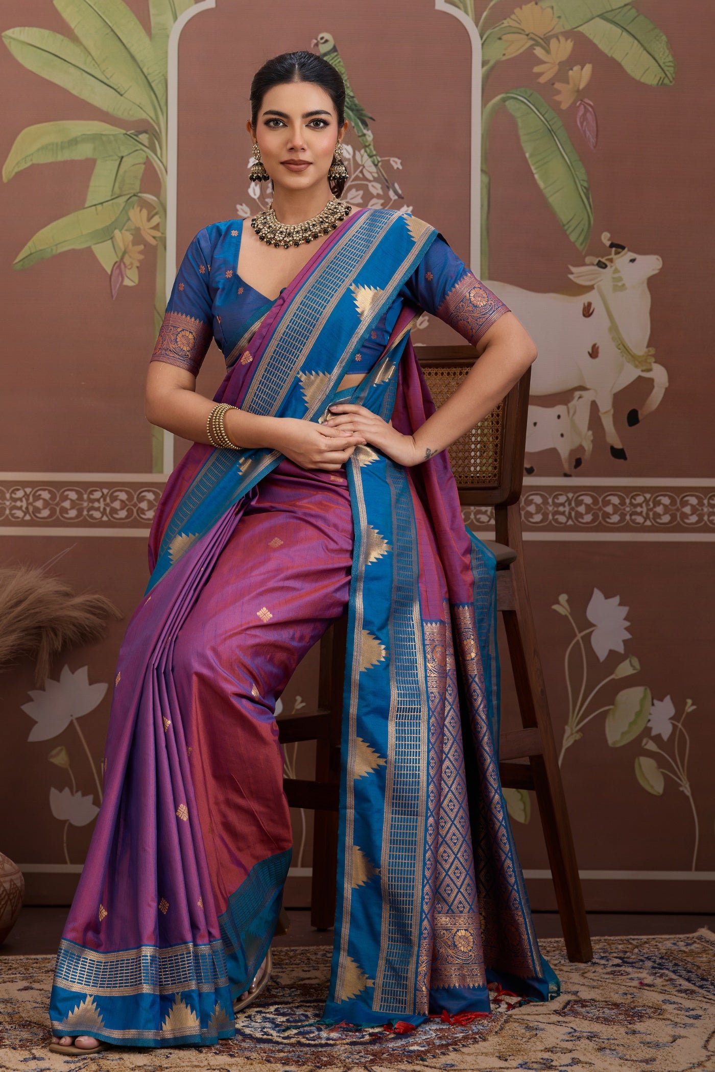 Buy MySilkLove Violet Purple Handloom Tussar Silk Saree Online