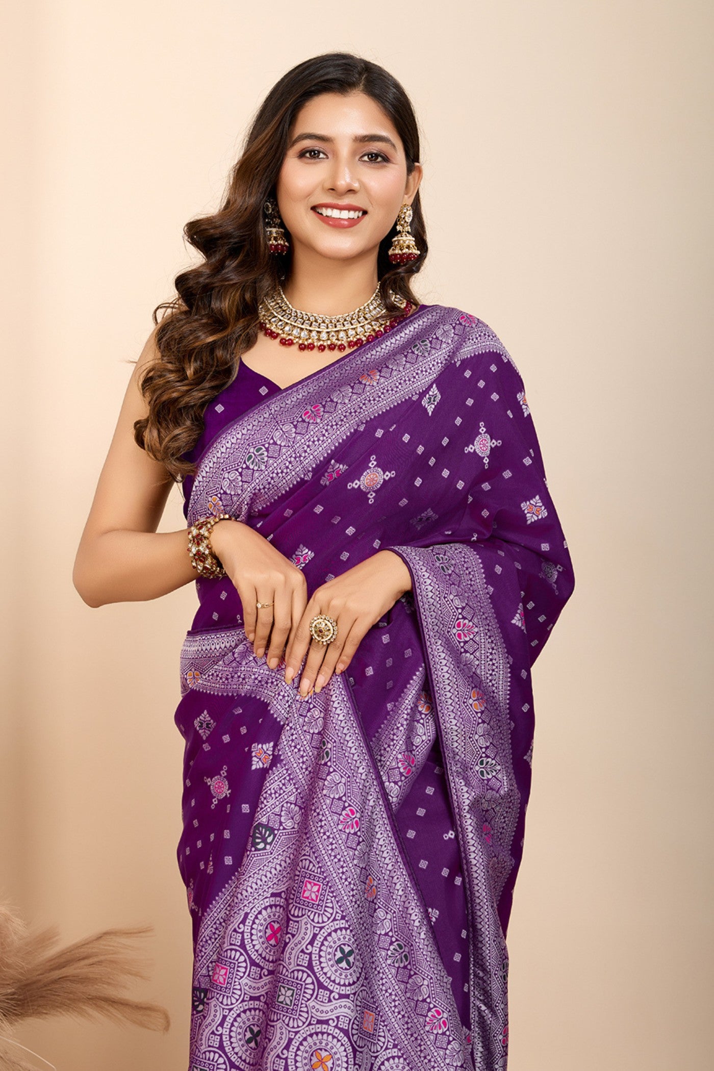 Buy MySilkLove Violet Purple Woven Banarasi Saree Online