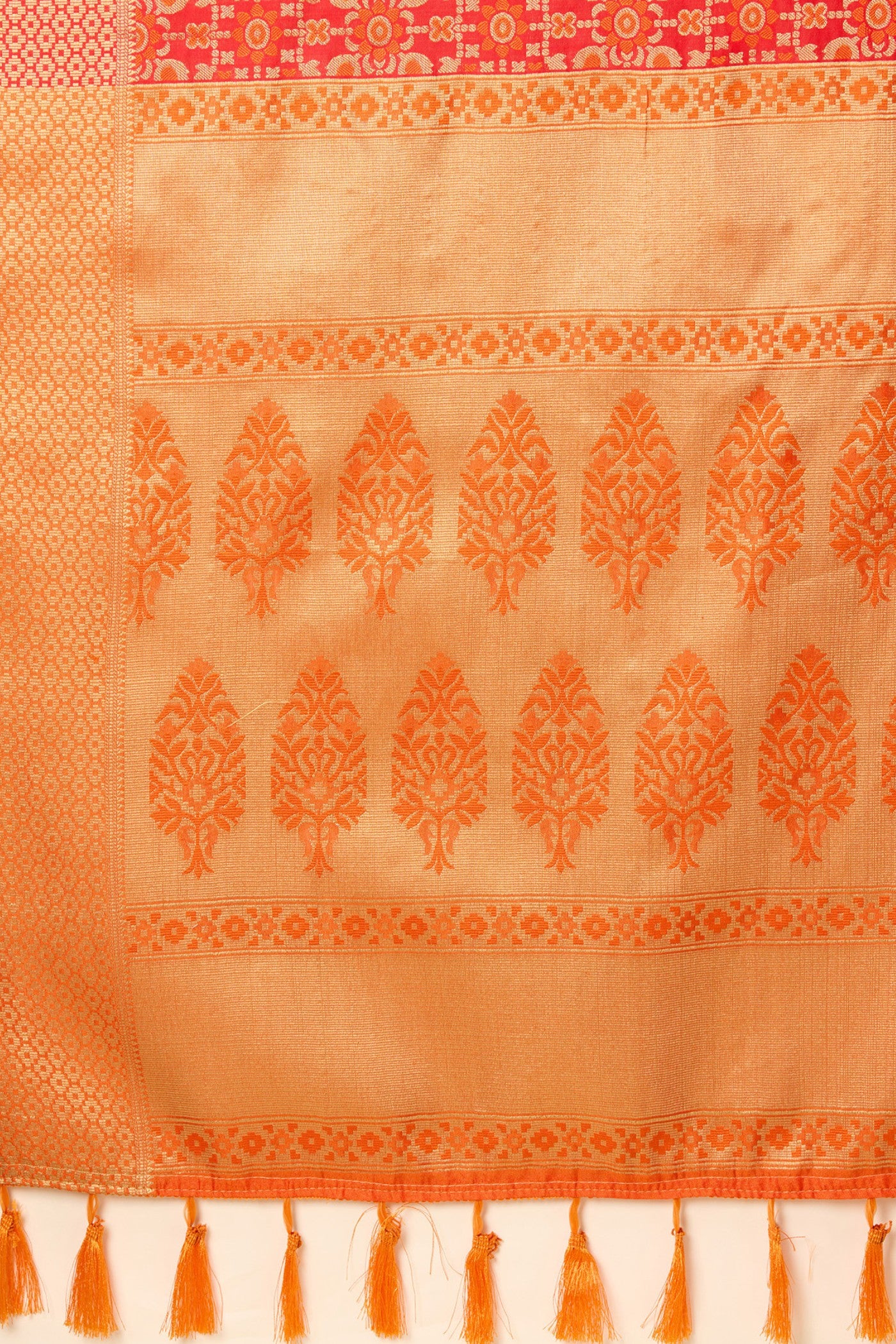 Buy MySilkLove Wildfire Orange Zari Woven Banarasi Saree Online