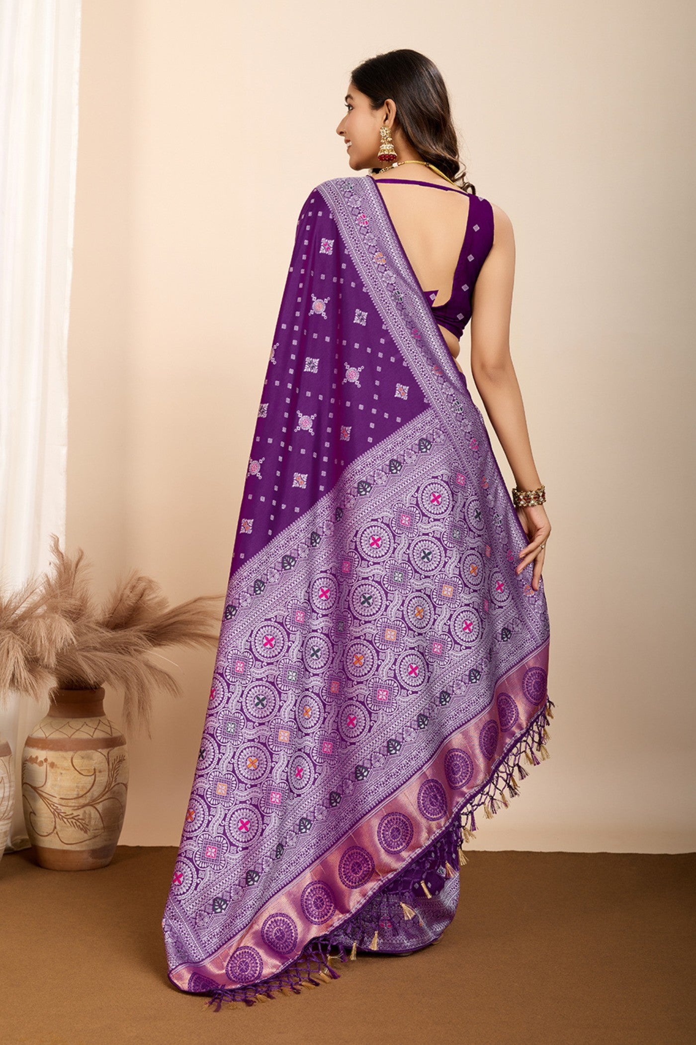 Buy MySilkLove Violet Purple Woven Banarasi Saree Online