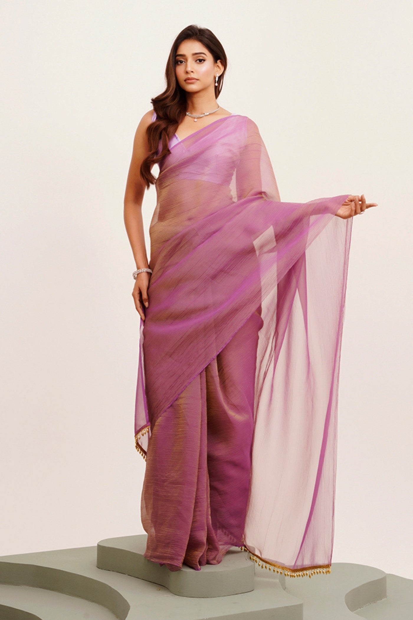 Buy MySilkLove Medium Purple Tissue Partywear Saree Online
