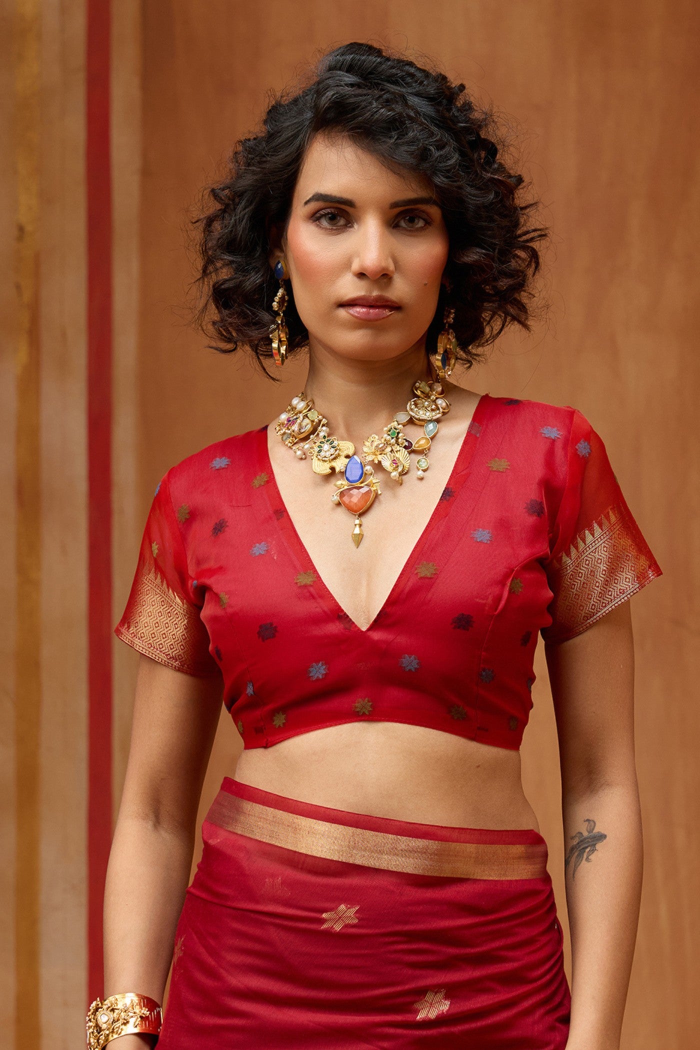 Buy MySilkLove Wine Red Handloom Muga Cotton Saree Online