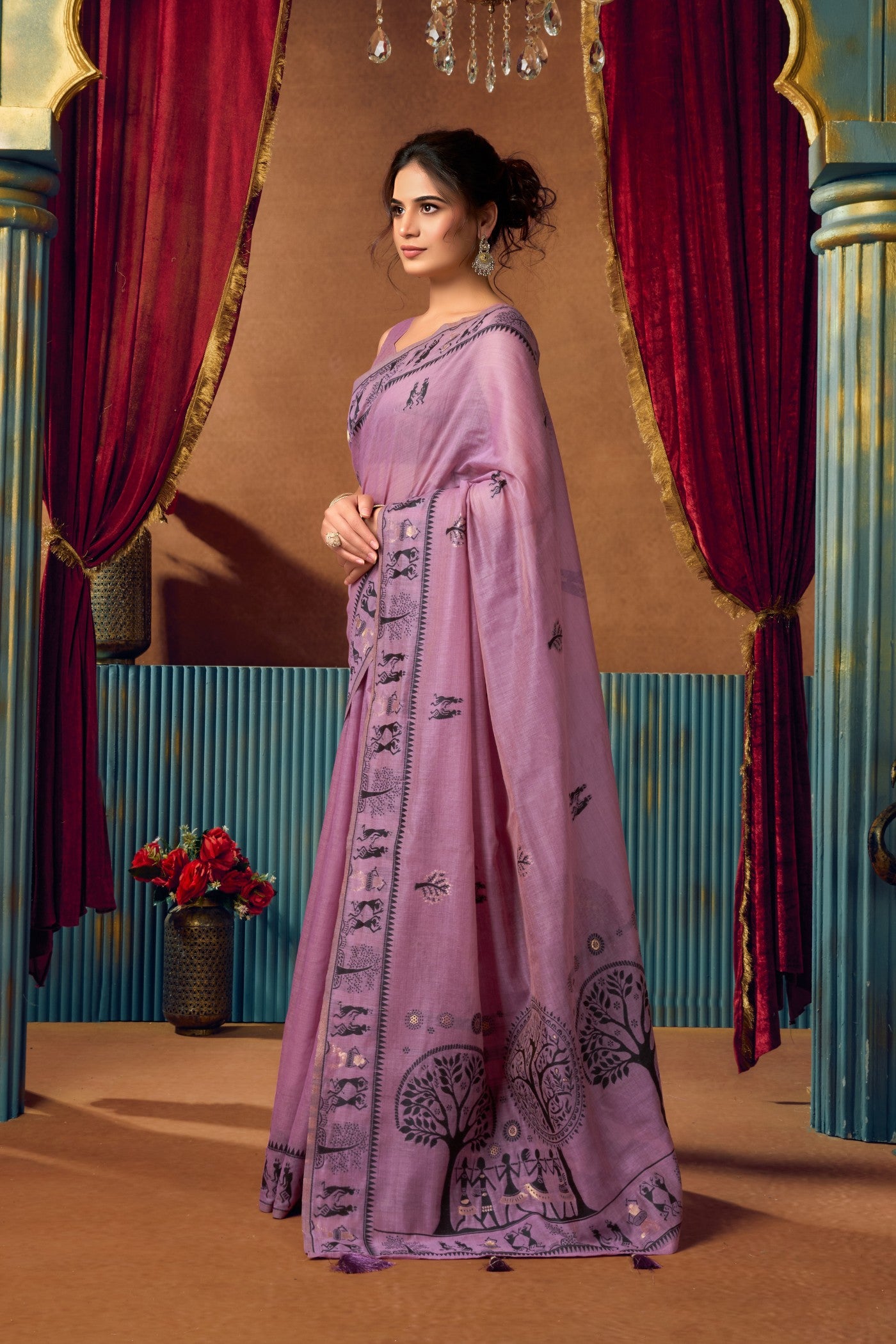 Buy MySilkLove Mauve Purple Woven Modal Cotton Saree Online