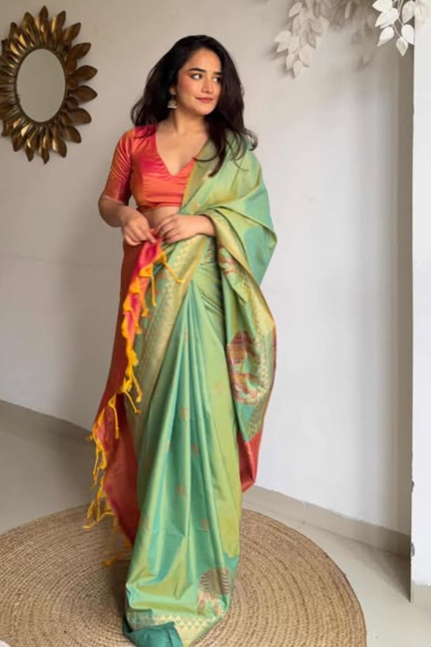 Buy MySilkLove Parrot Green Banarasi Handloom Saree Online