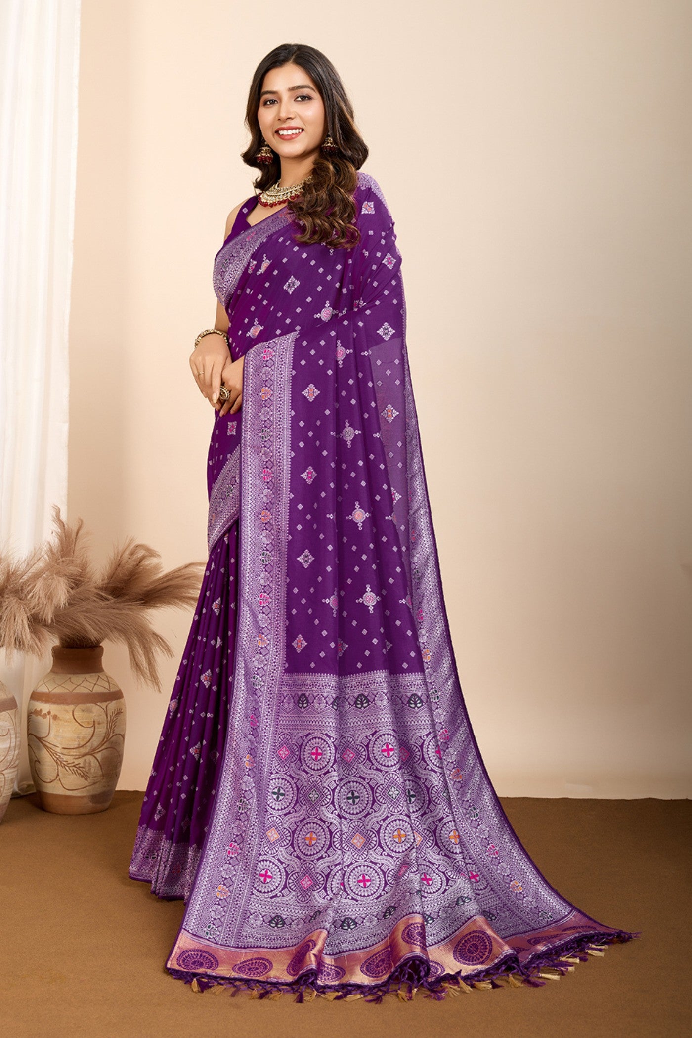 Buy MySilkLove Violet Purple Woven Banarasi Saree Online