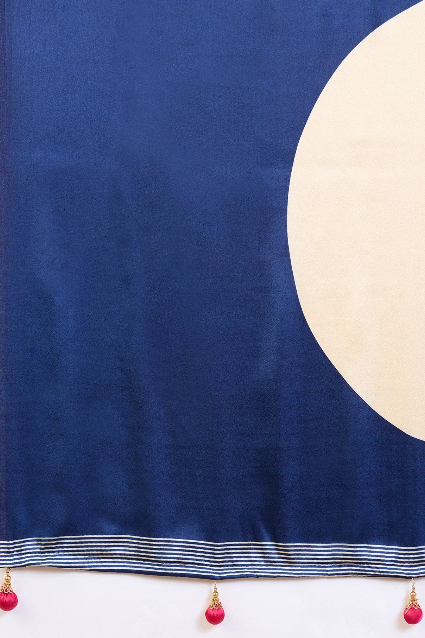 Buy MySilkLove Magenta Pink and Blue Stripe Ajrakh Printed Satin Crepe Silk Saree Online