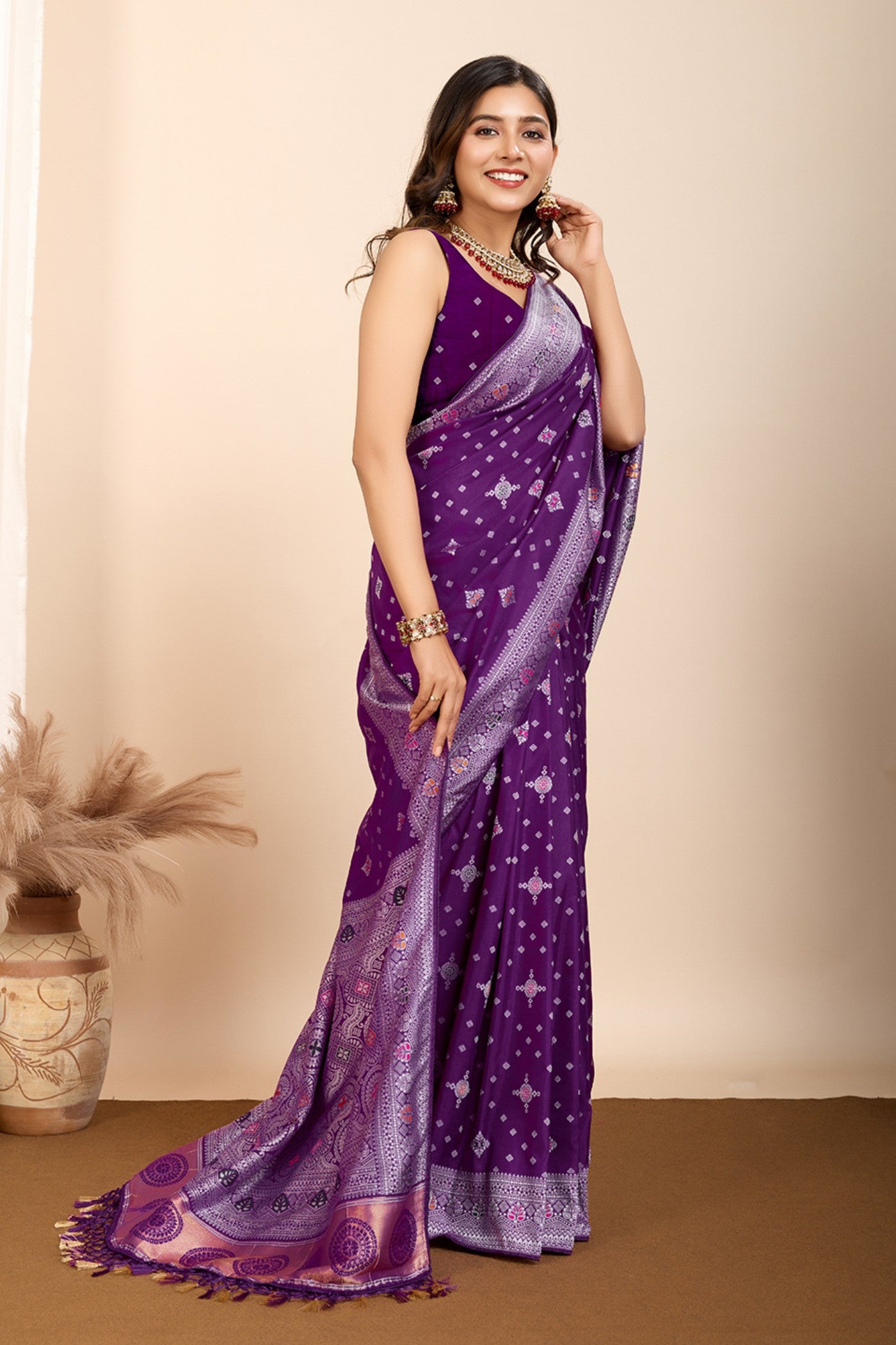 Buy MySilkLove Violet Purple Woven Banarasi Saree Online