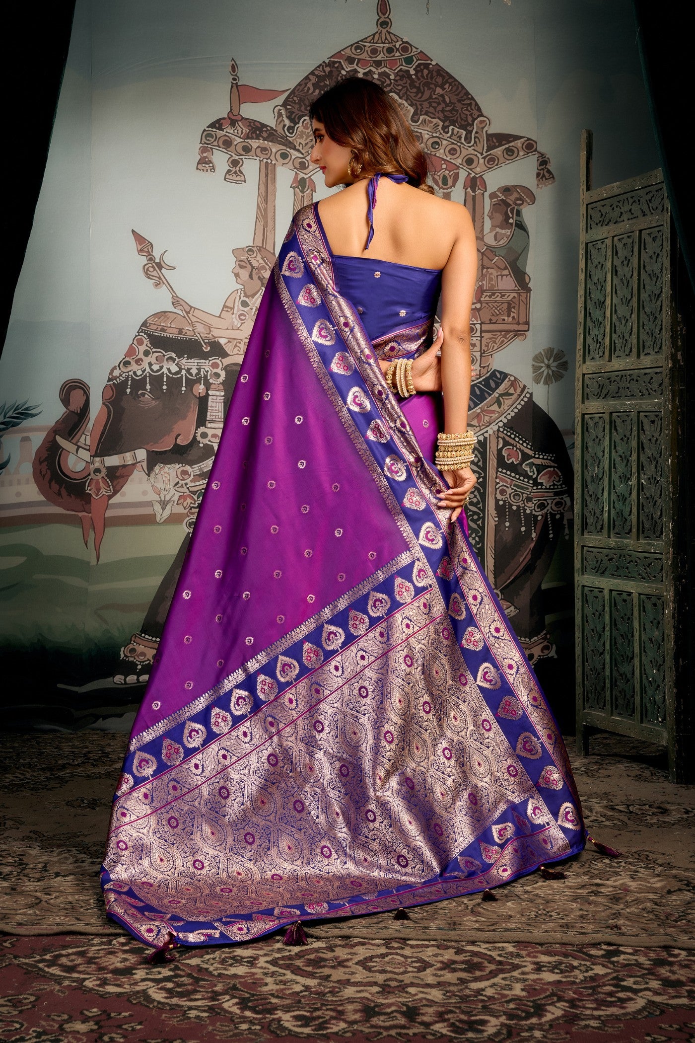 Buy MySilkLove Japanese Purple Banarasi Soft Silk Saree Online