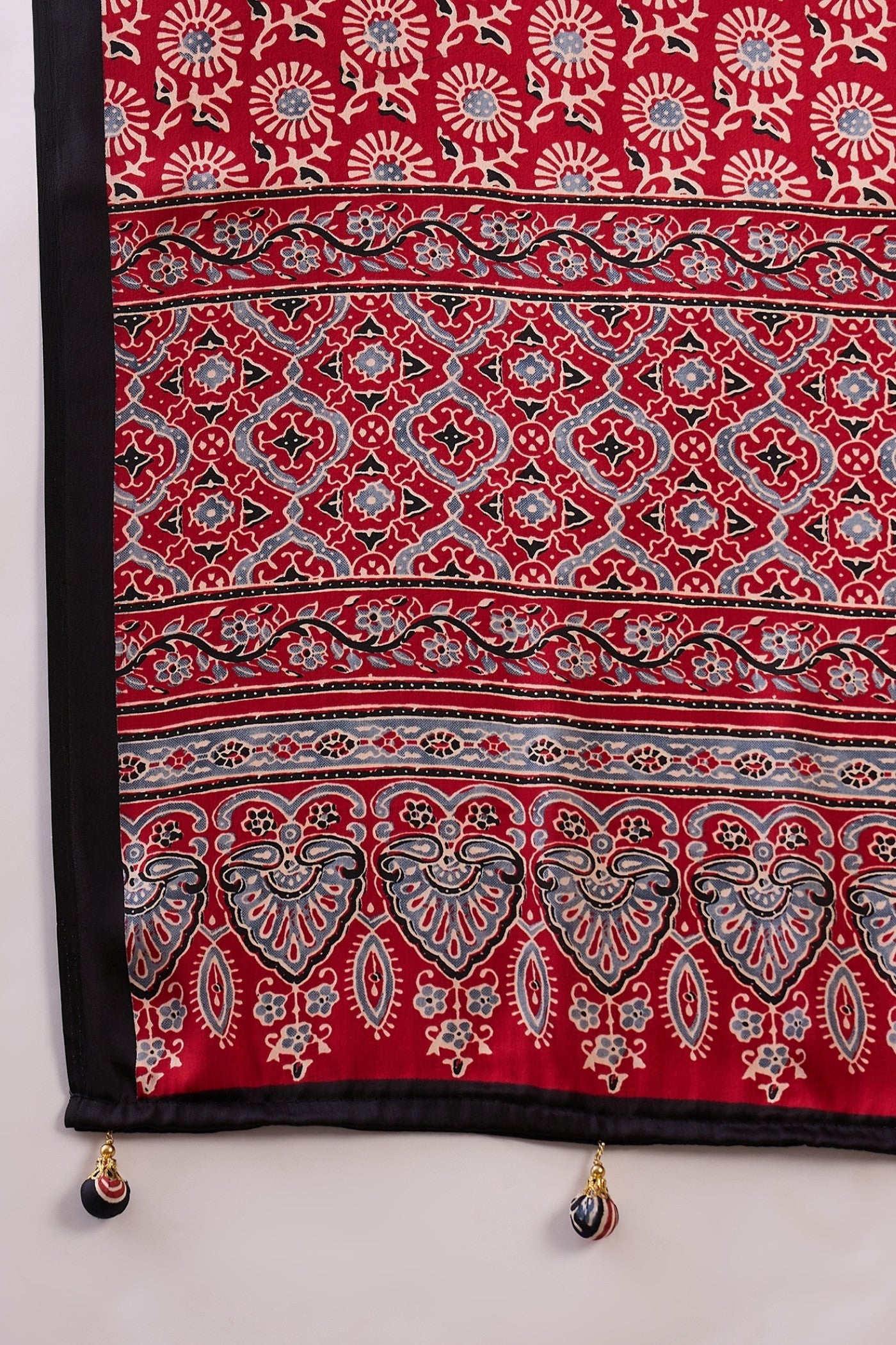 Buy MySilkLove Pitch Black Printed Satin Gaji Silk Saree Online