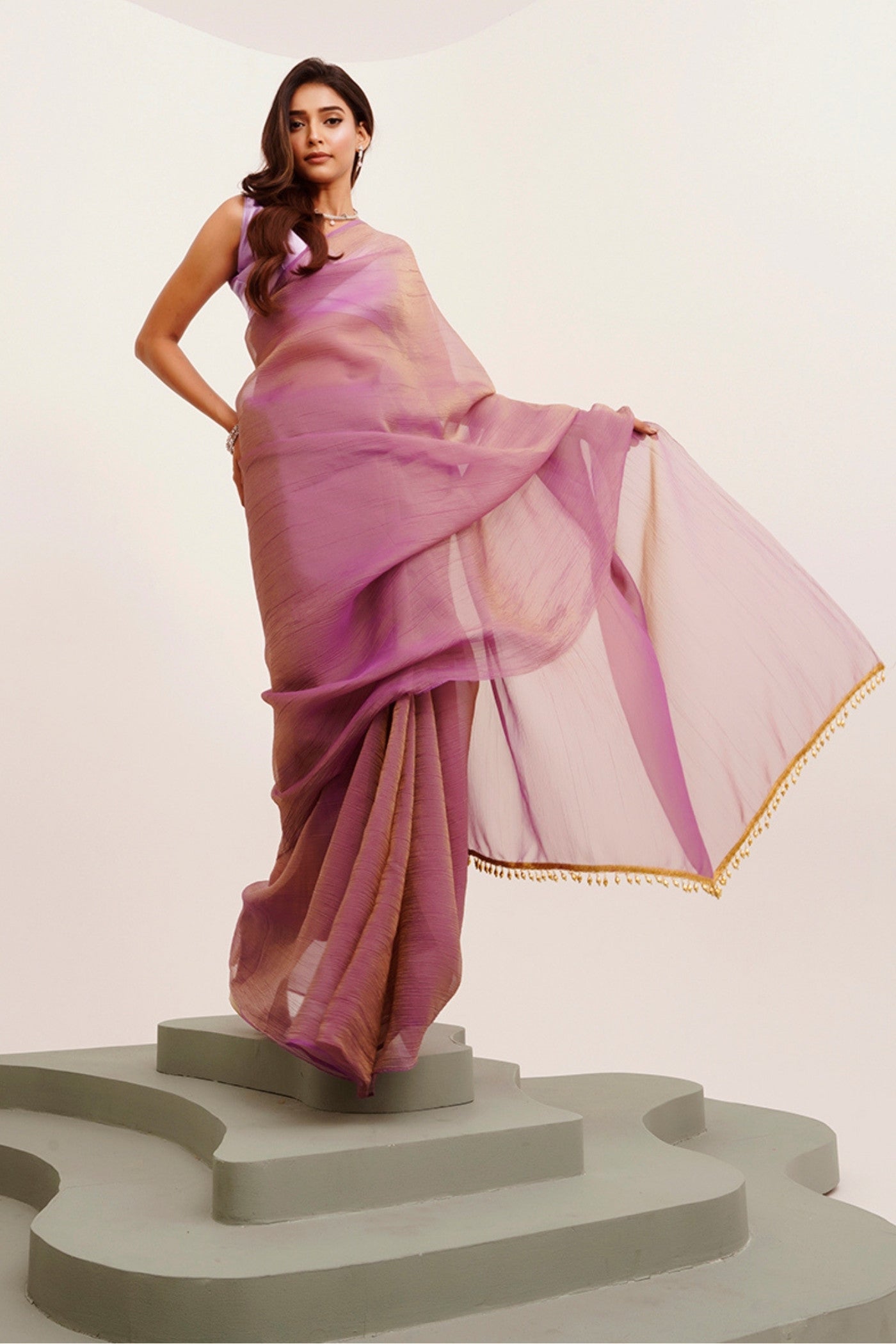 Buy MySilkLove Medium Purple Tissue Partywear Saree Online