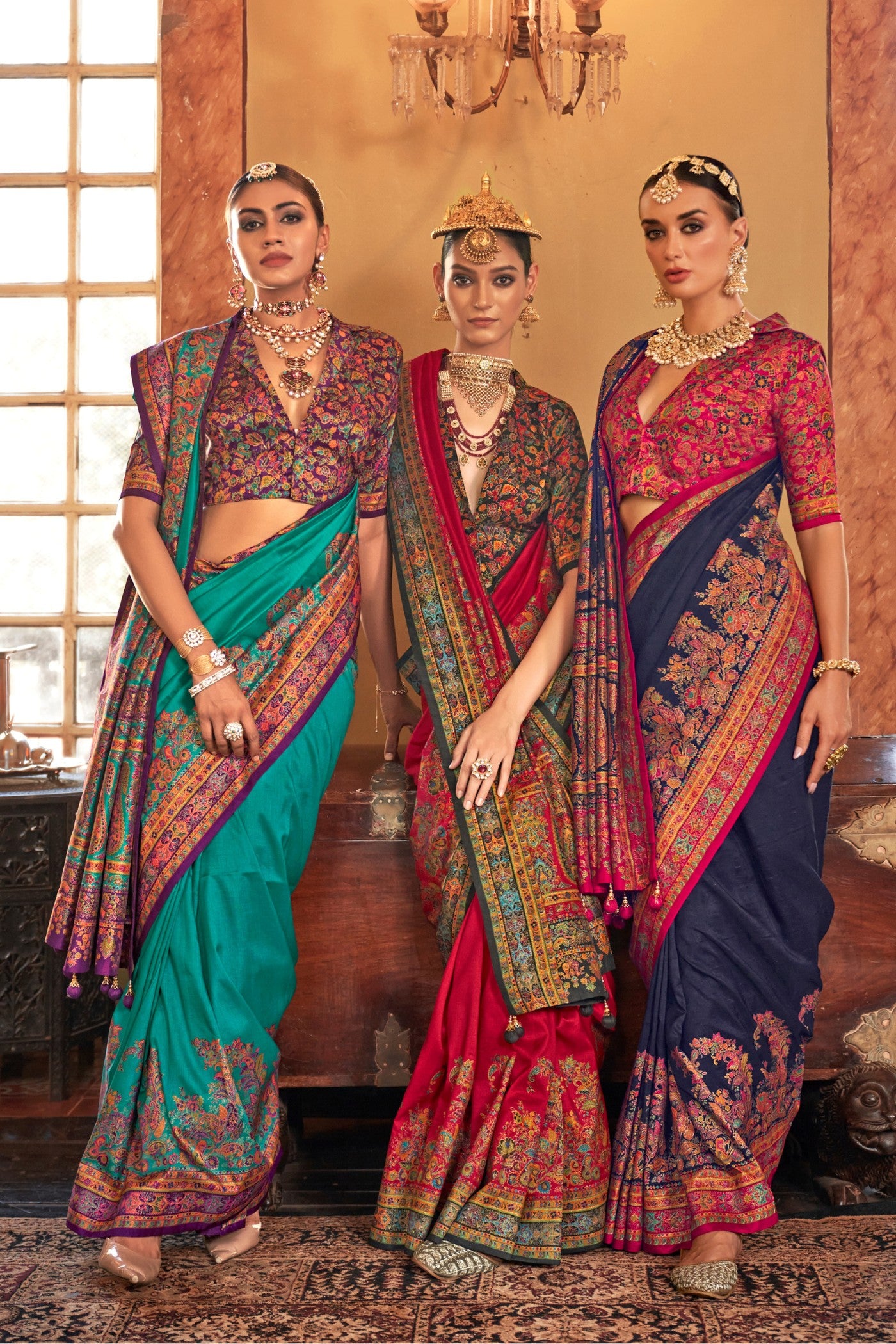 Buy MySilkLove Hibiscus Pink Printed Banarasi Saree Online