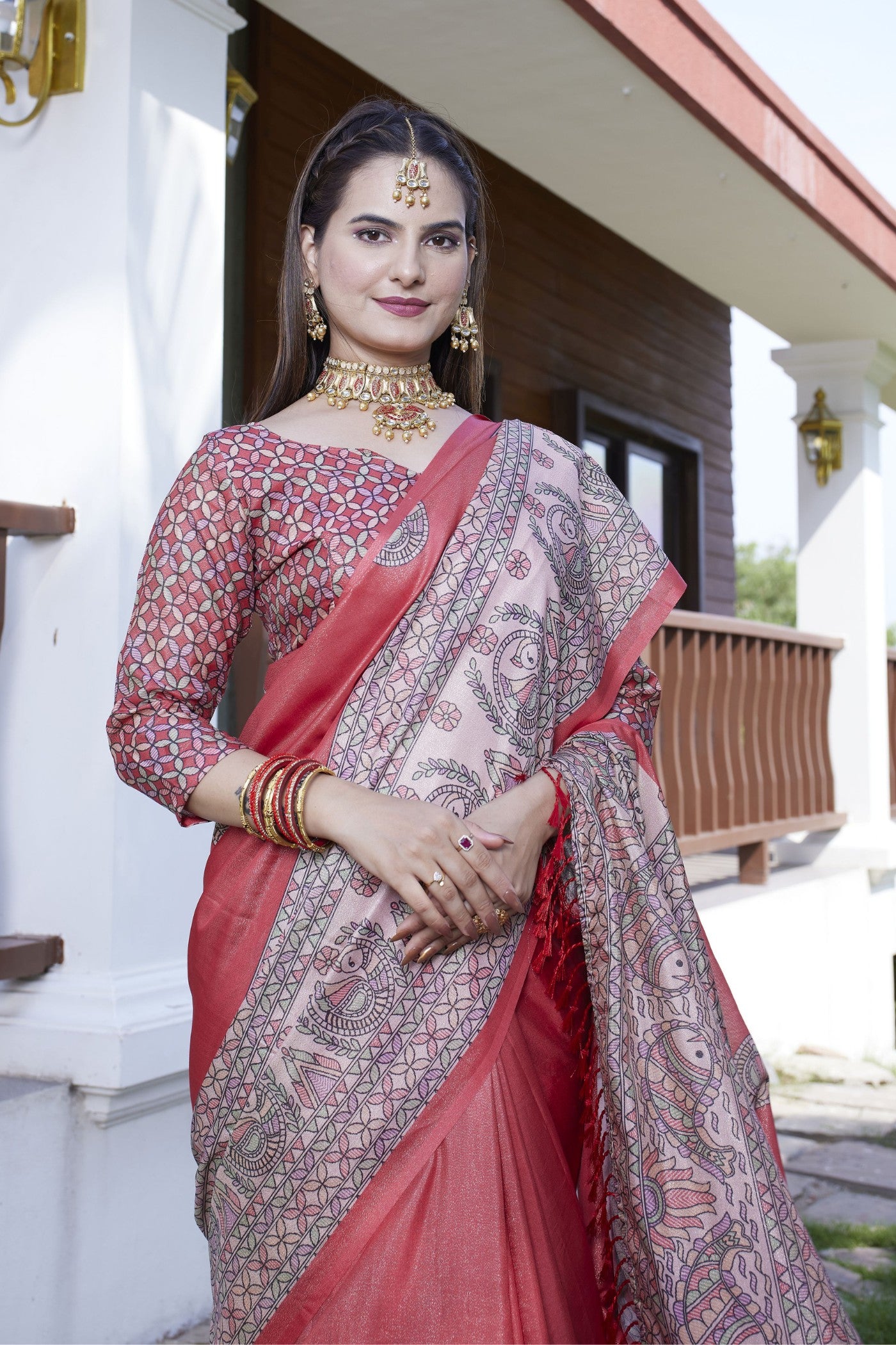 Buy MySilkLove Merlot Red Banarasi Digital Printed Saree Online