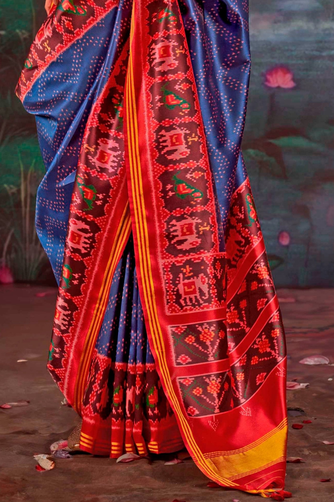 Buy MySilkLove Venice Blue Printed Patola Saree Online