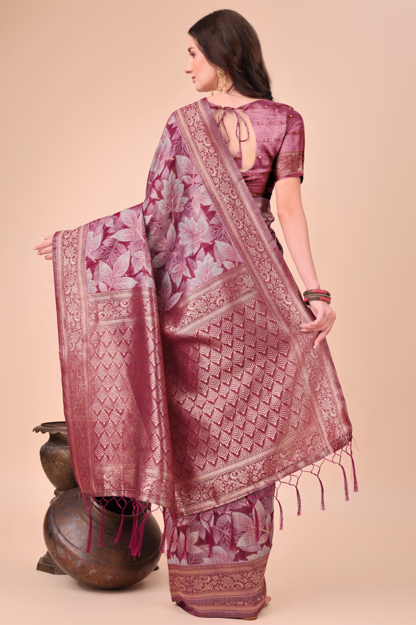 Buy MySilkLove Grape Purple Woven Cotton Saree Online