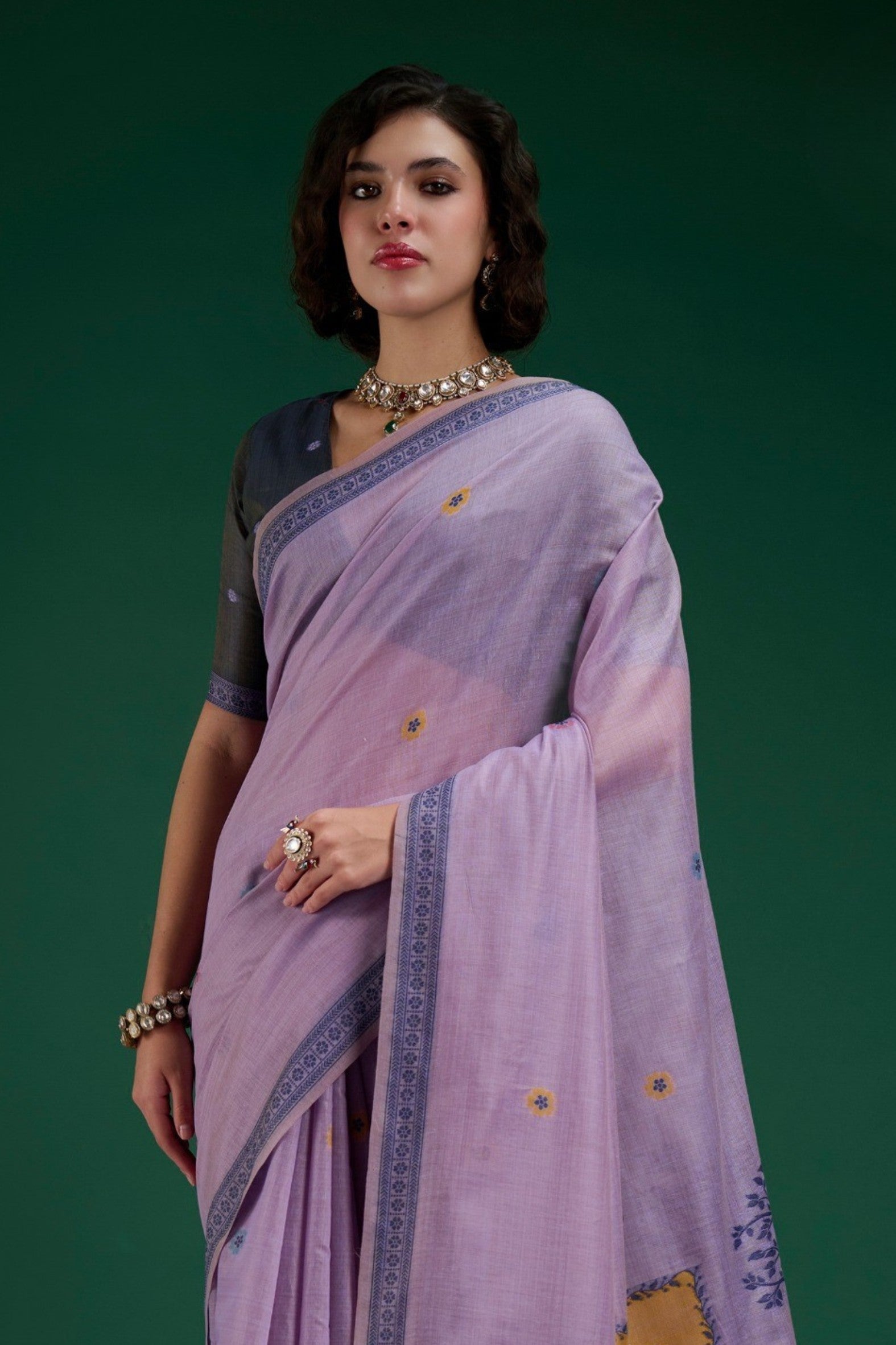 Buy MySilkLove Boysenberry Purple Jamdani Woven Muga Cotton Saree Online