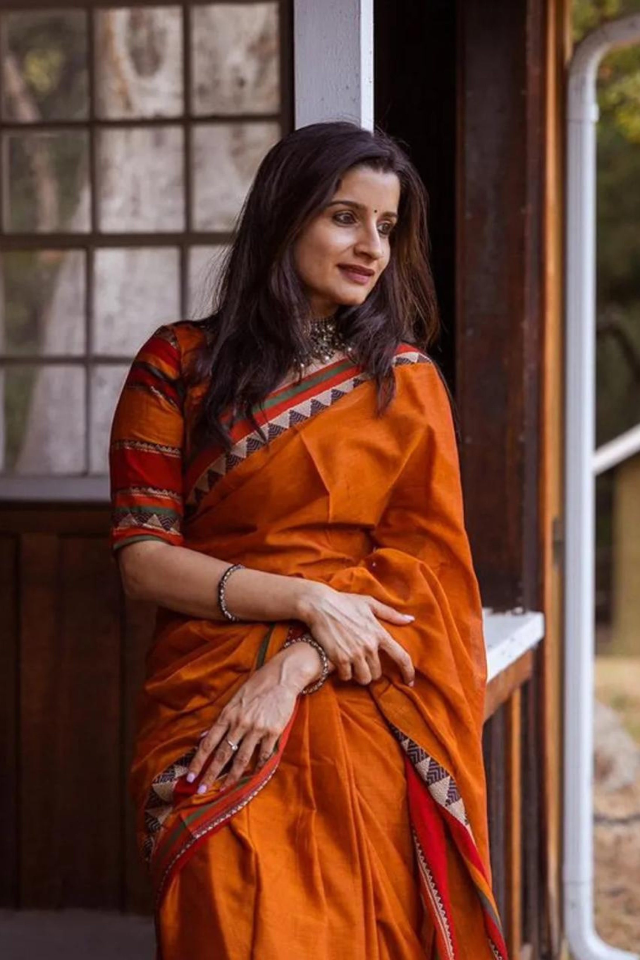 Buy MySilkLove Light Flamingo Orange Shantipuri Bengal Cotton Saree Online