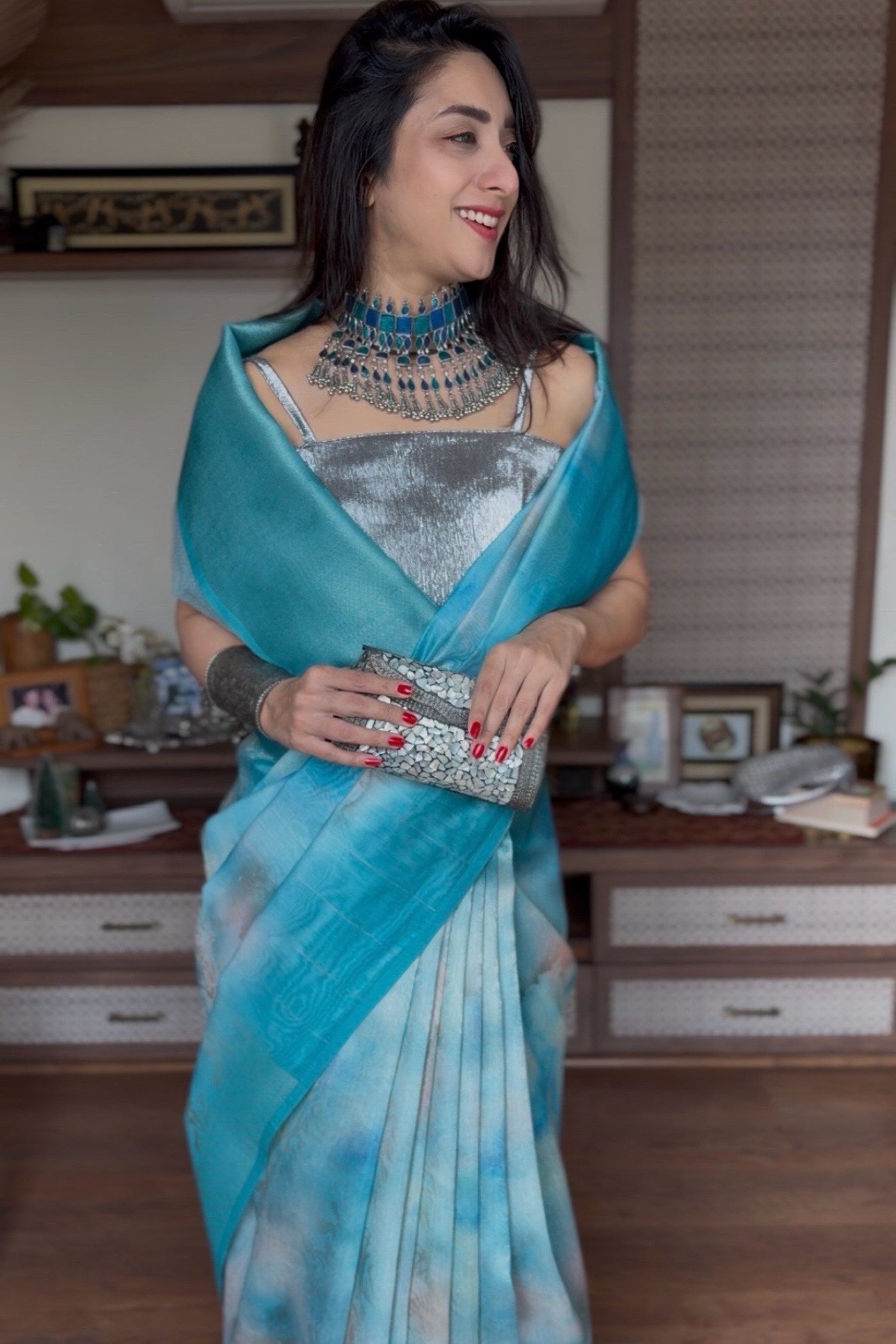MySilkLove Rainy Blue Banarasi Handloom Saree